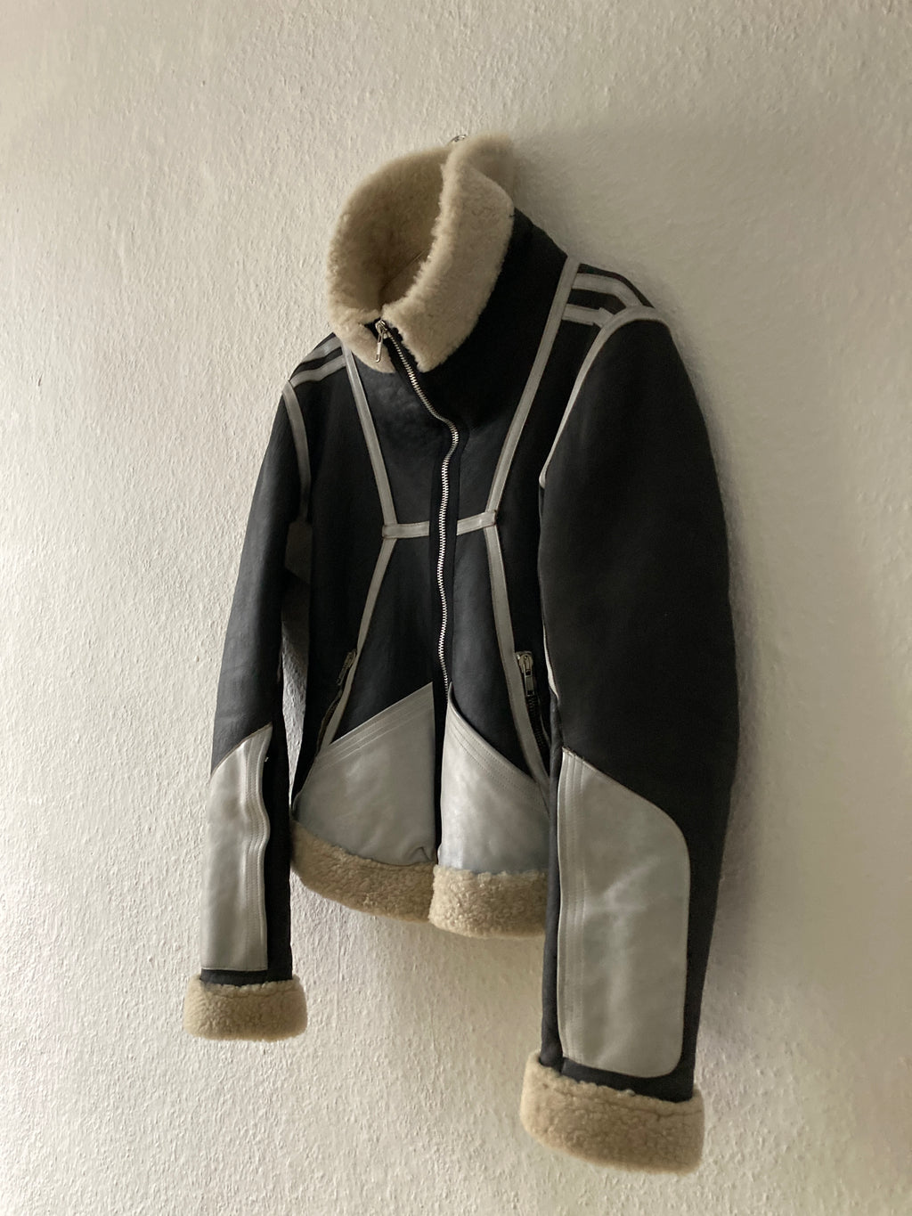 F/W 08 "STAG" Black & White Geo Shearling Jacket Rick Owens