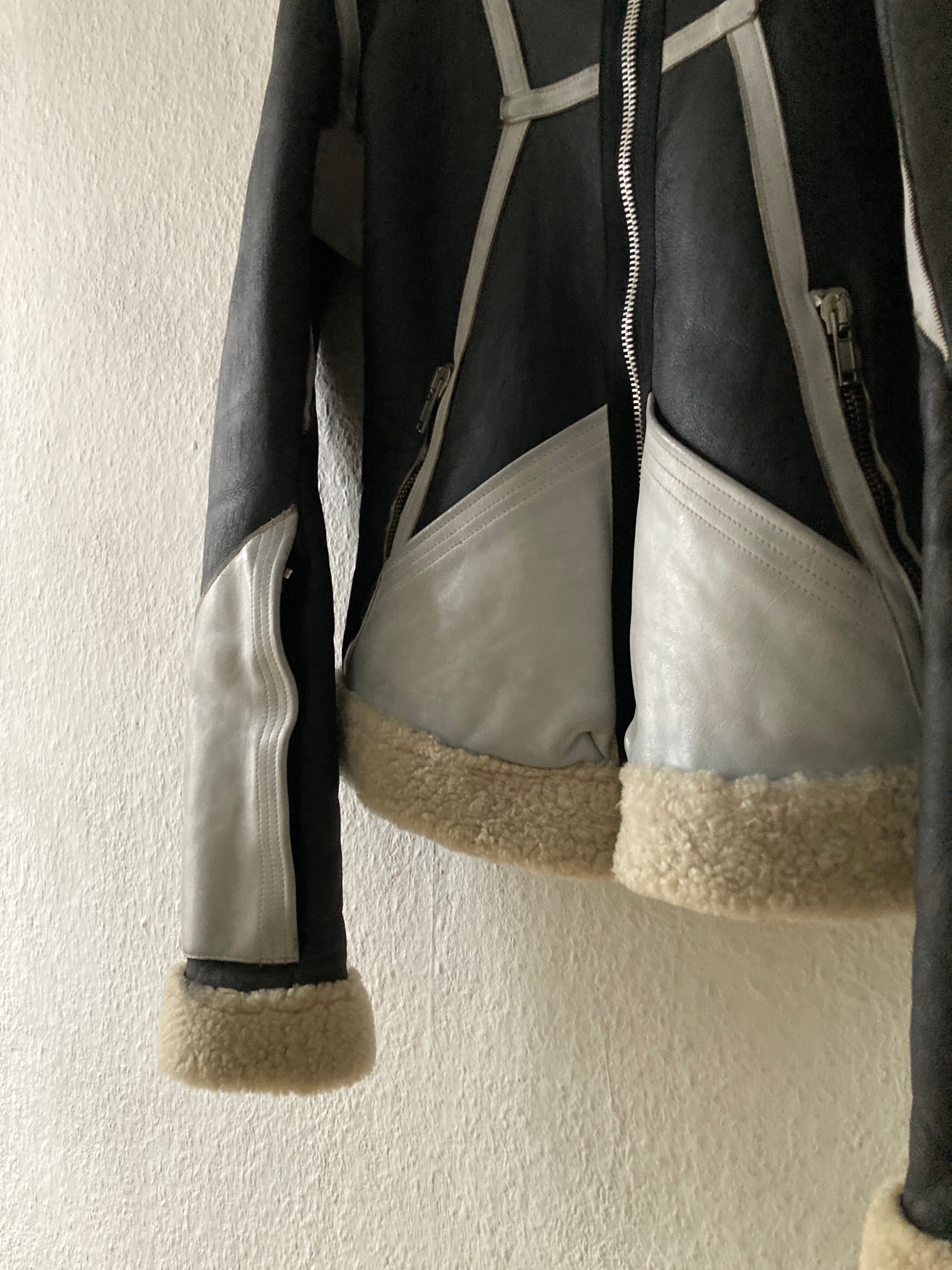 F/W 08 "STAG" Black & White Geo Shearling Jacket Rick Owens