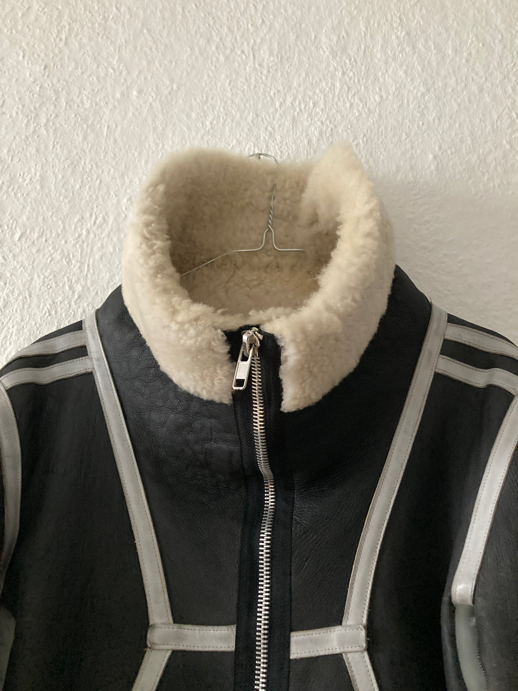 F/W 08 "STAG" Black & White Geo Shearling Jacket Rick Owens