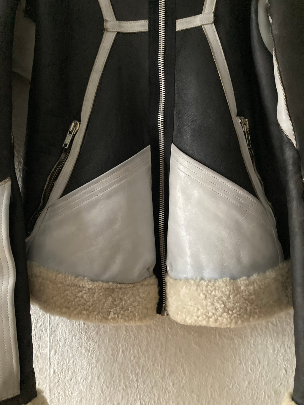 F/W 08 "STAG" Black & White Geo Shearling Jacket Rick Owens