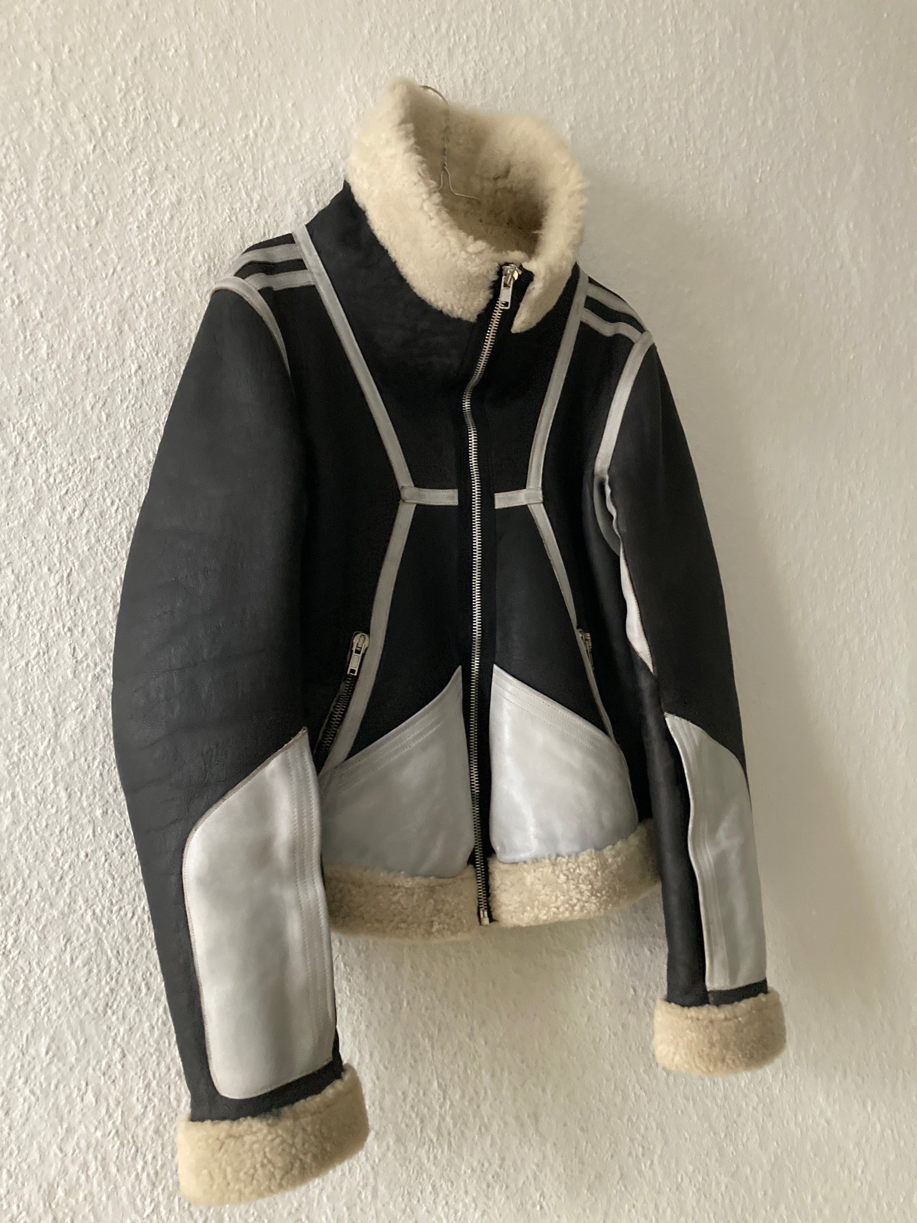 F/W 08 "STAG" Black & White Geo Shearling Jacket Rick Owens