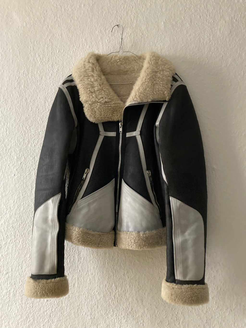 F/W 08 "STAG" Black & White Geo Shearling Jacket Rick Owens