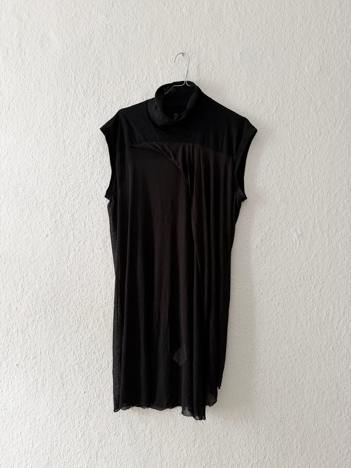 S/S 10 "RELEASE" Black Cotton & Viscose Runway Mock Neck Tank Top Rick Owens L
