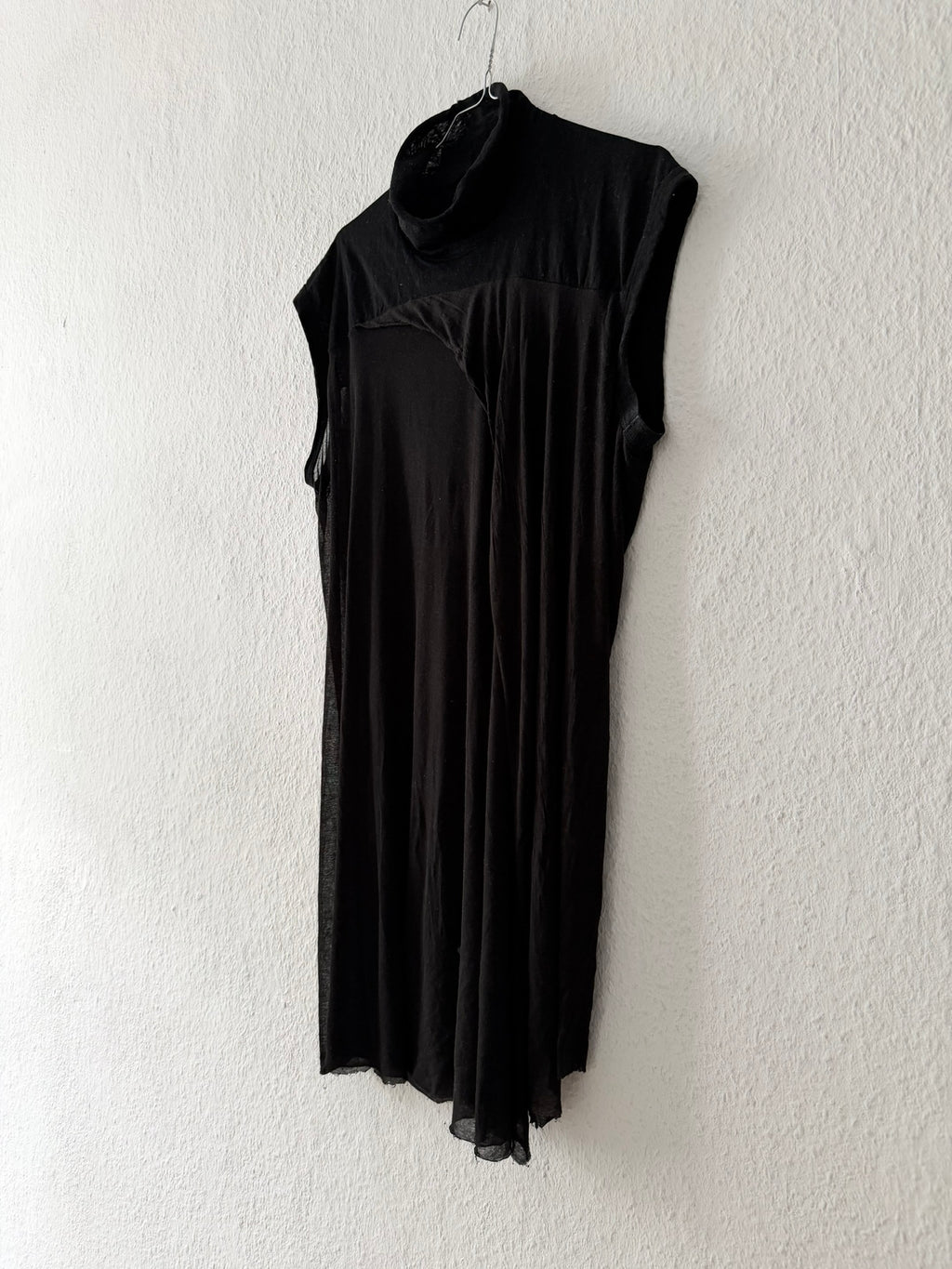 S/S 10 "RELEASE" Black Cotton & Viscose Runway Mock Neck Tank Top Rick Owens L