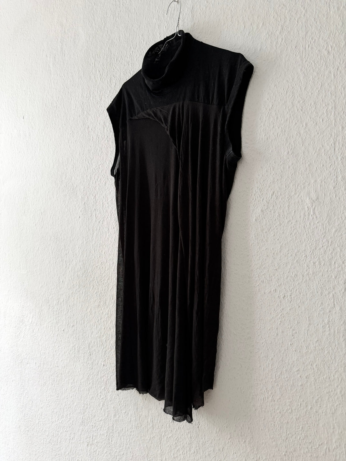 S/S 10 "RELEASE" Black Cotton & Viscose Runway Mock Neck Tank Top Rick Owens L
