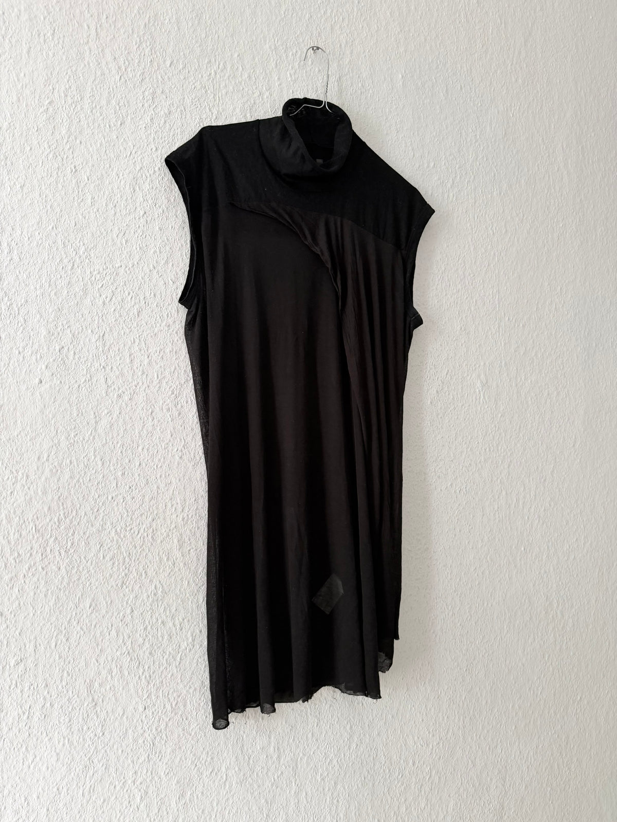 S/S 10 "RELEASE" Black Cotton & Viscose Runway Mock Neck Tank Top Rick Owens L