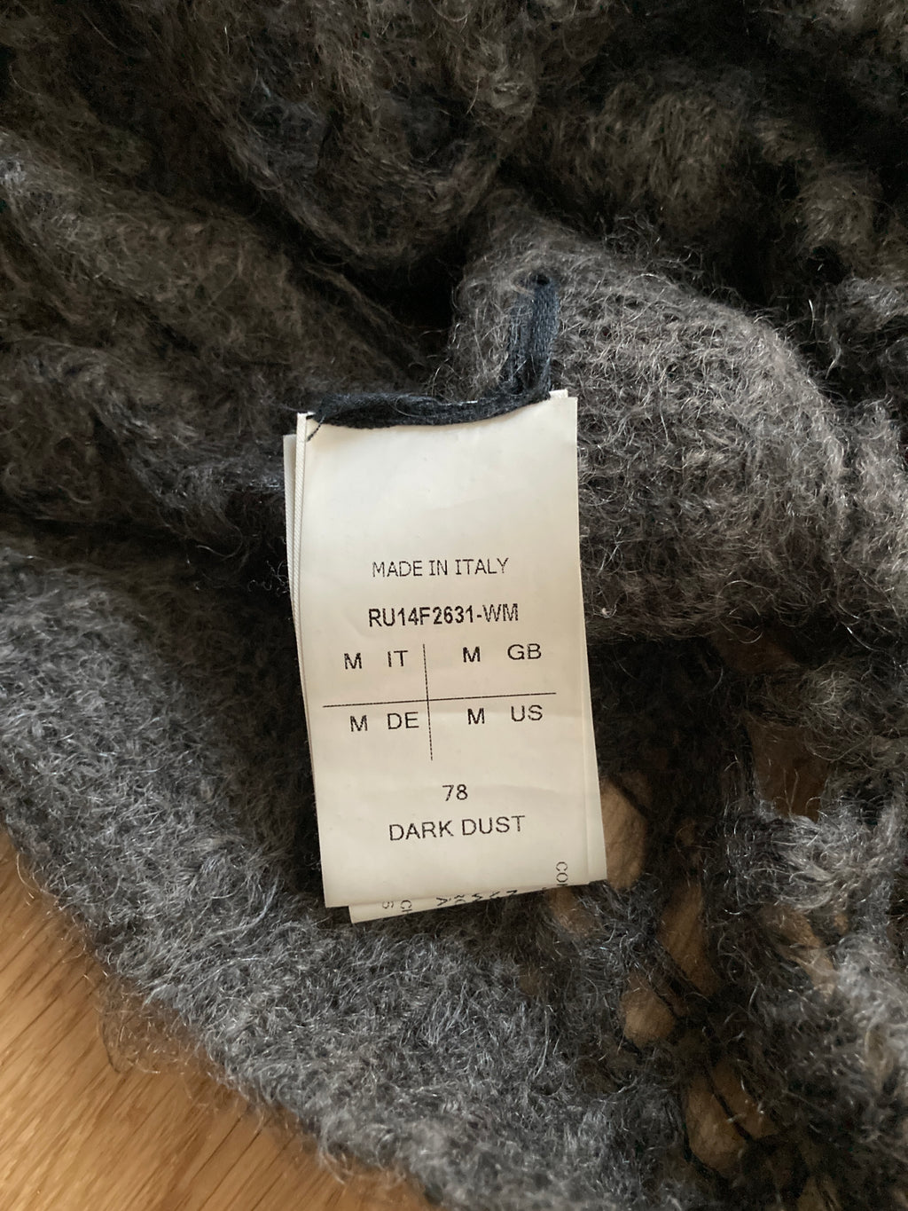 F/W 14 "MOODY" Sample Mohair & Silk Psycho Knit Rick Owens M