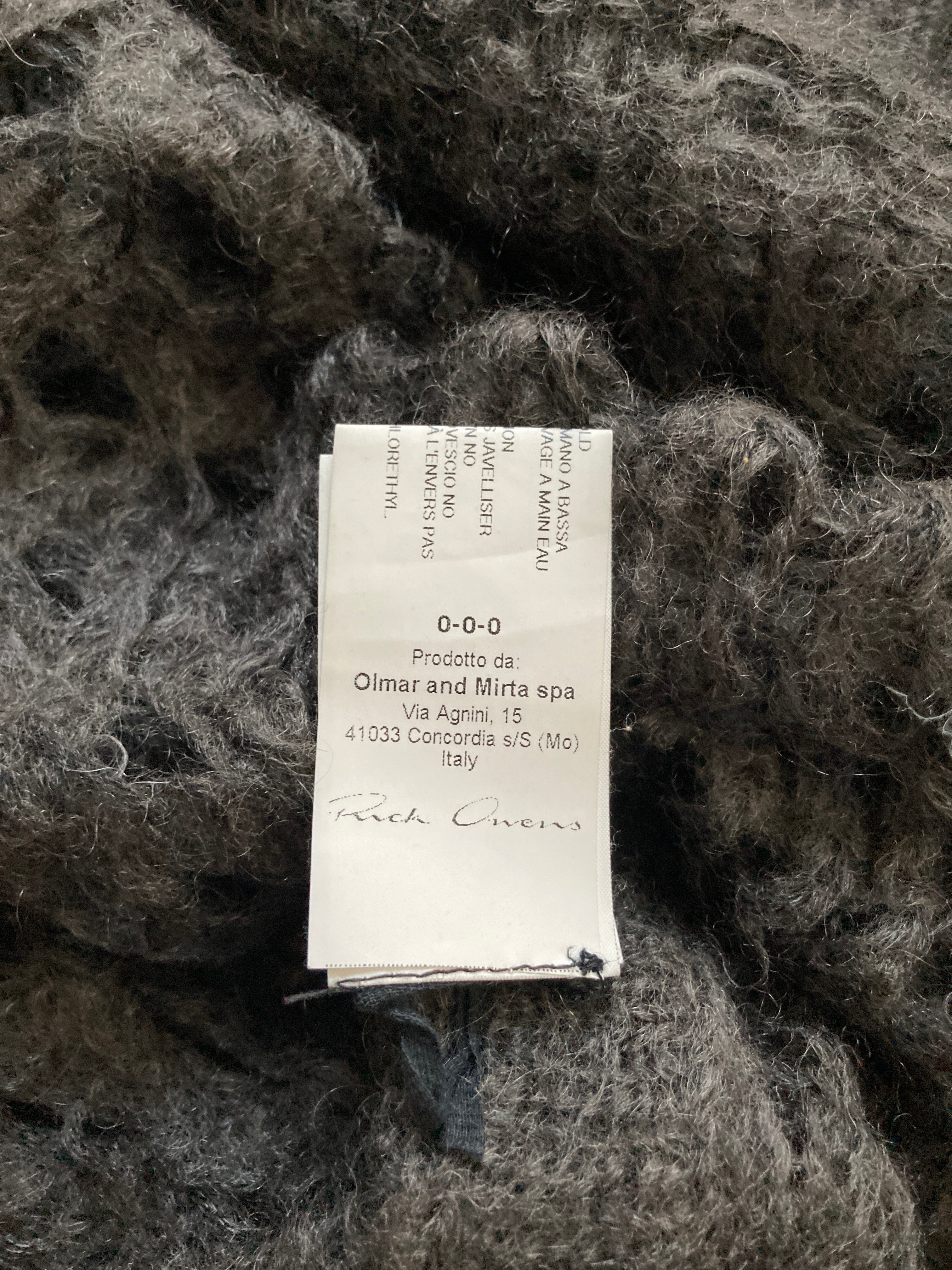F/W 14 "MOODY" Sample Mohair & Silk Psycho Knit Rick Owens M