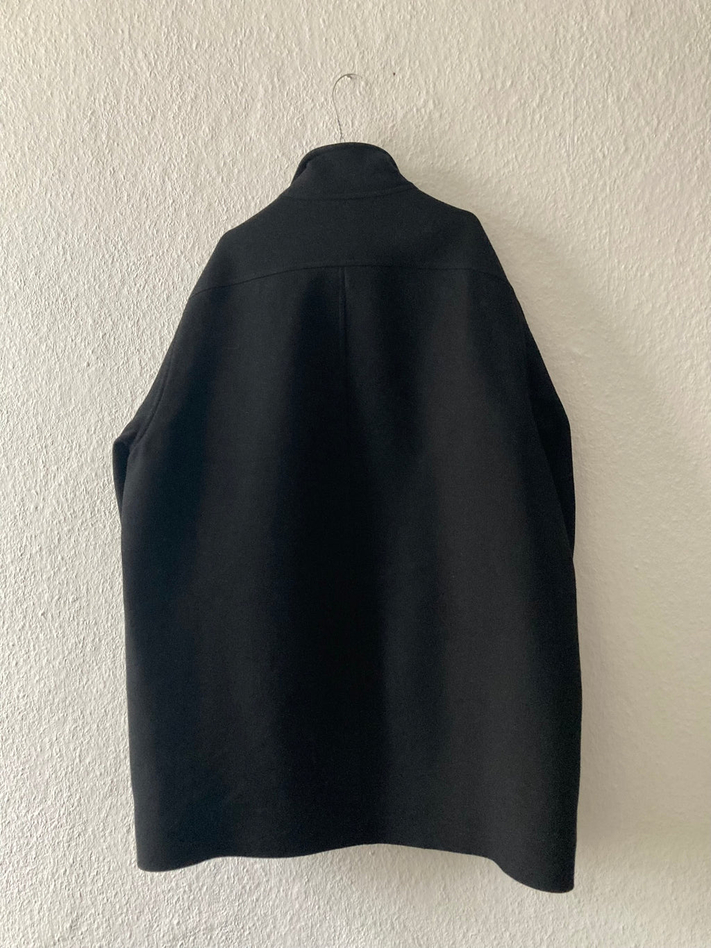 F/W 17 "GLITTER" Boxy Trench Collar Wool Coat in Black