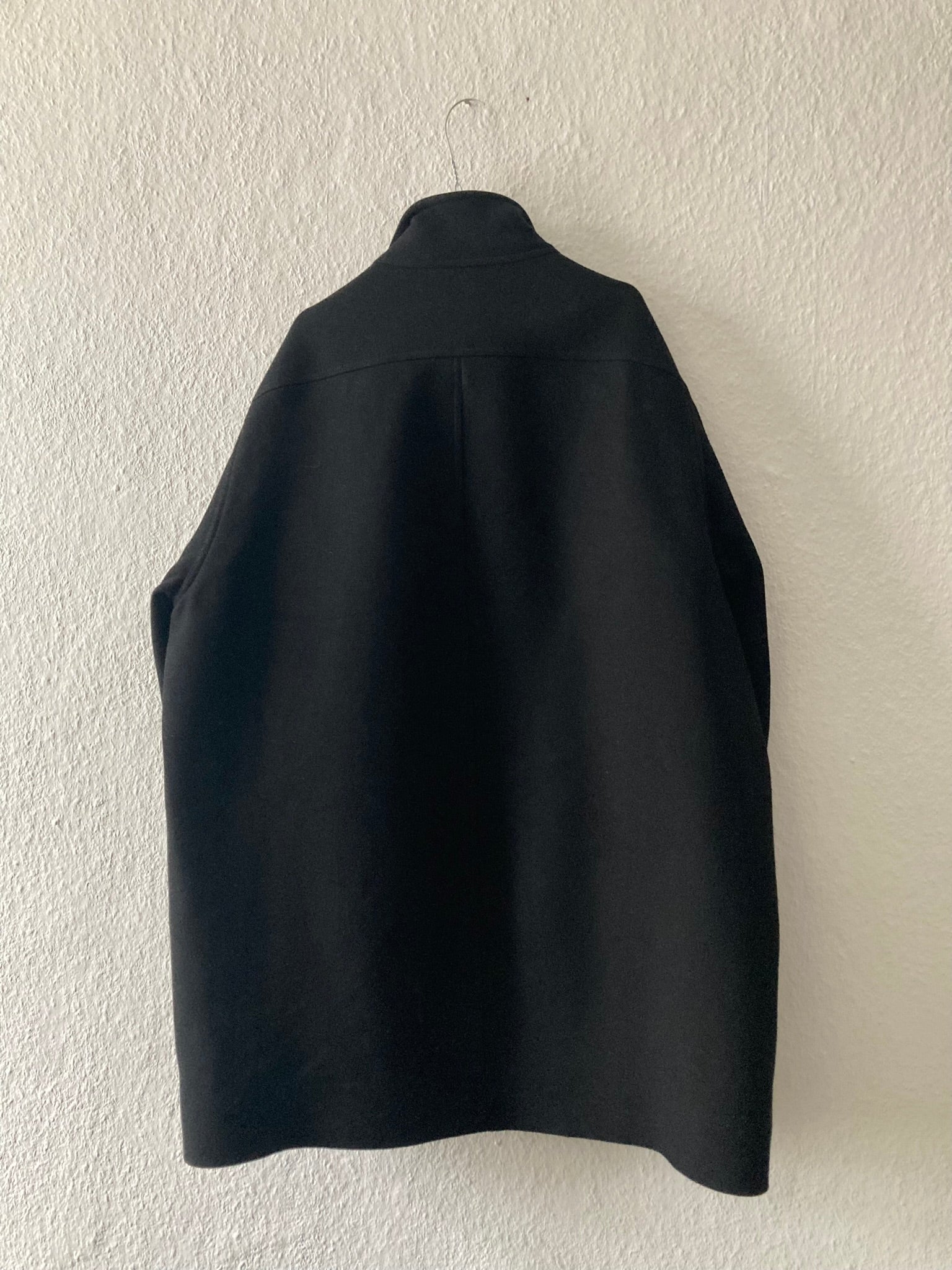 F/W 17 "GLITTER" Boxy Trench Collar Wool Coat in Black