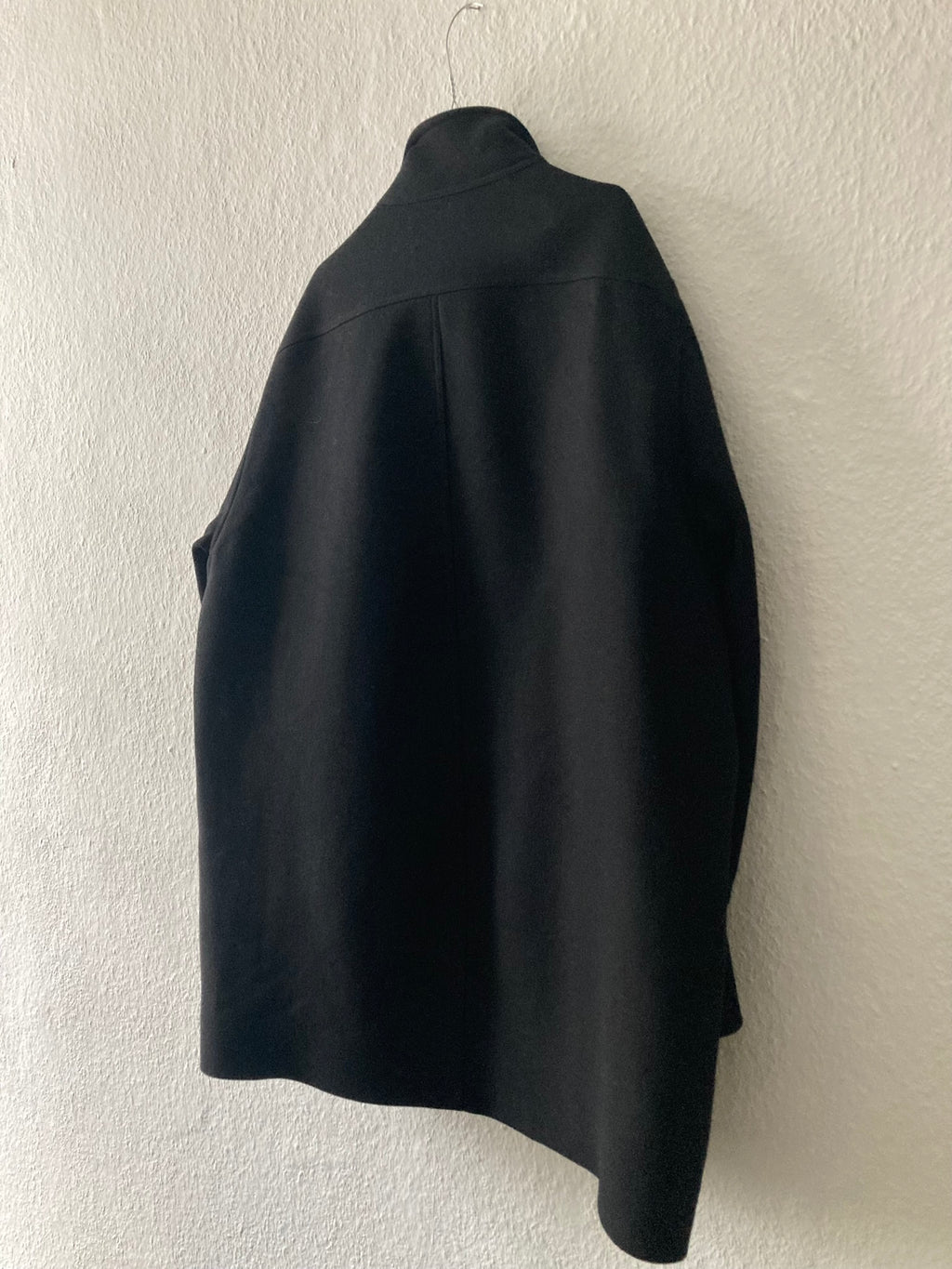 F/W 17 "GLITTER" Boxy Trench Collar Wool Coat in Black