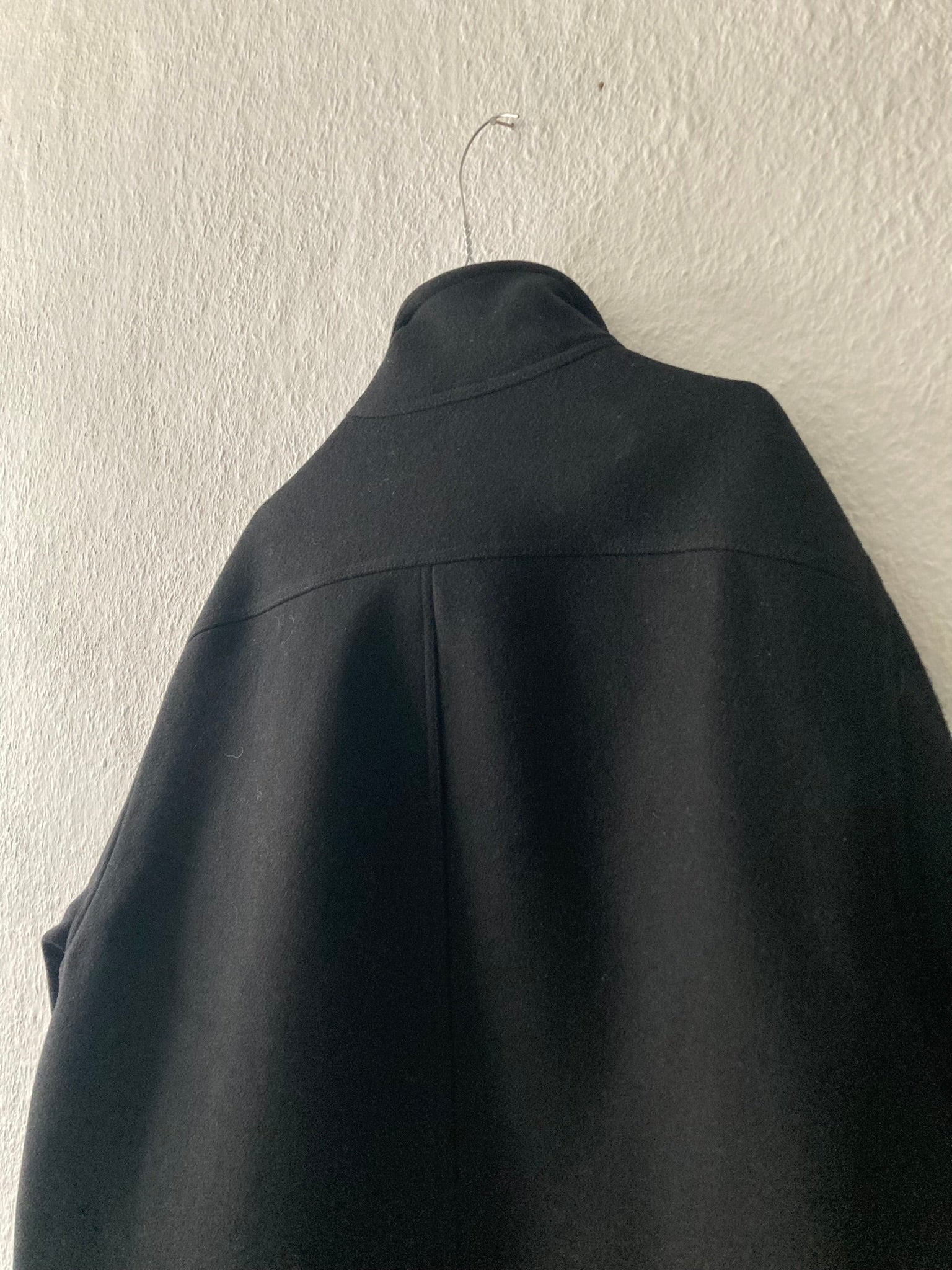 F/W 17 "GLITTER" Boxy Trench Collar Wool Coat in Black