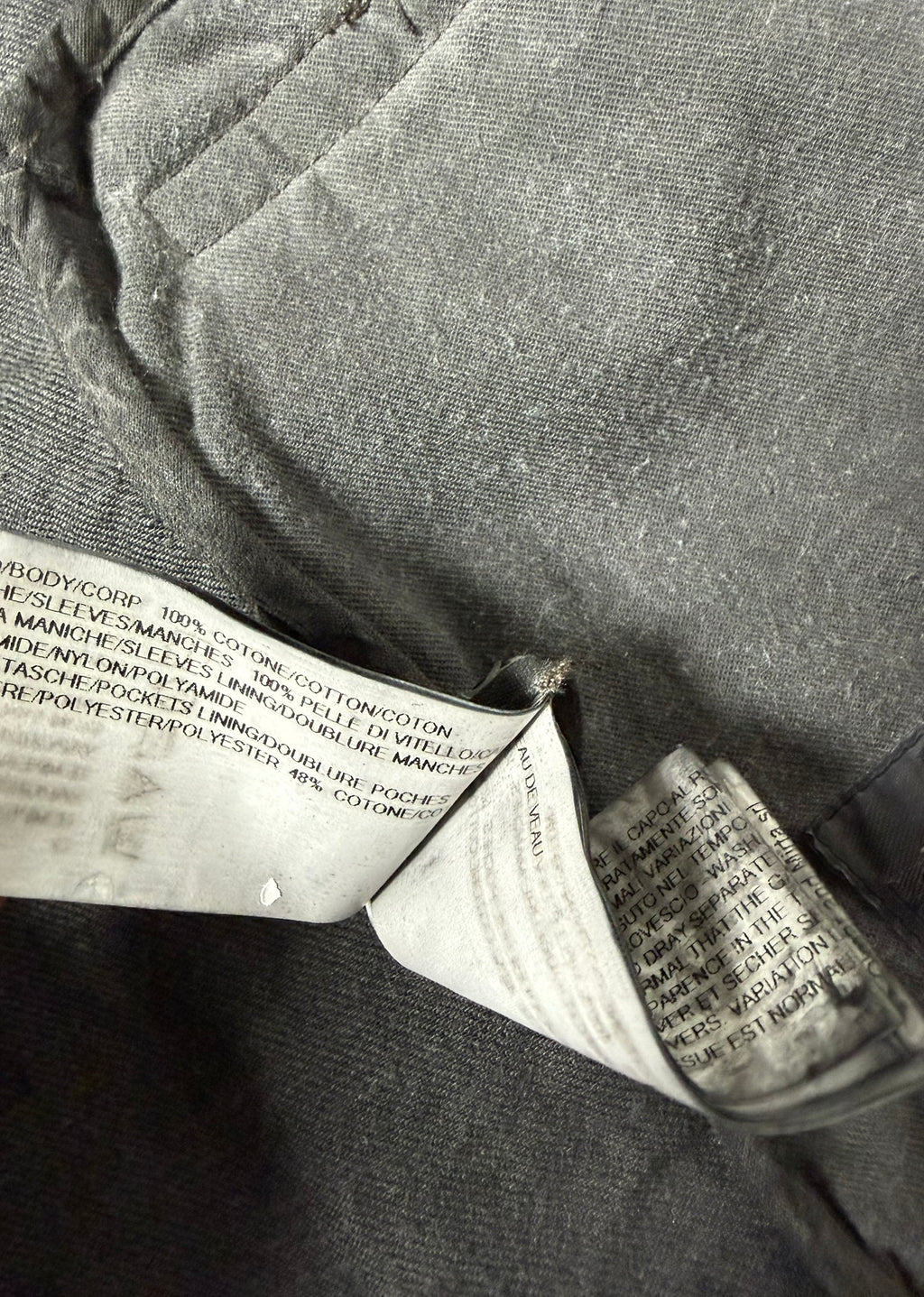 S/S 14 "VICIOUS" Black Mineral Calf Leather Sleeve Denim Jacket L