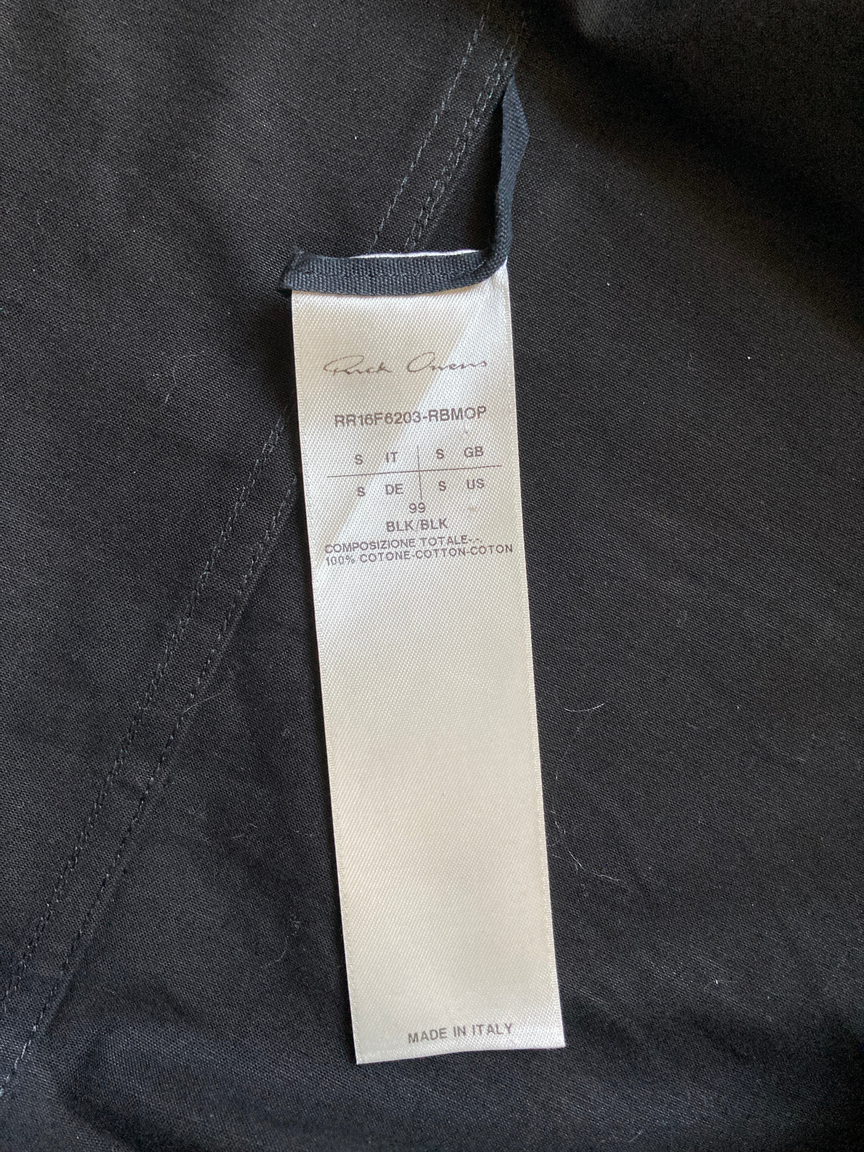 F/W 16 "MASTODON" Black Runway Layer Long Sleeve Rick Owens