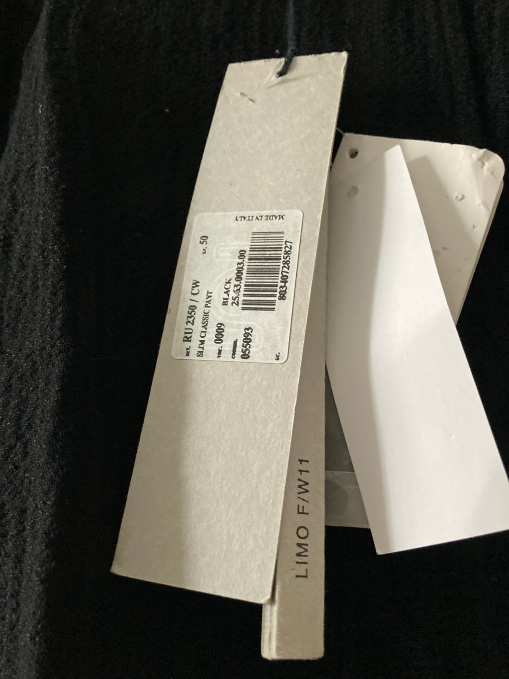 F/W 11 "LIMO" Textured Black Mohair & Wool Trousers Rick Owens in IT50/L