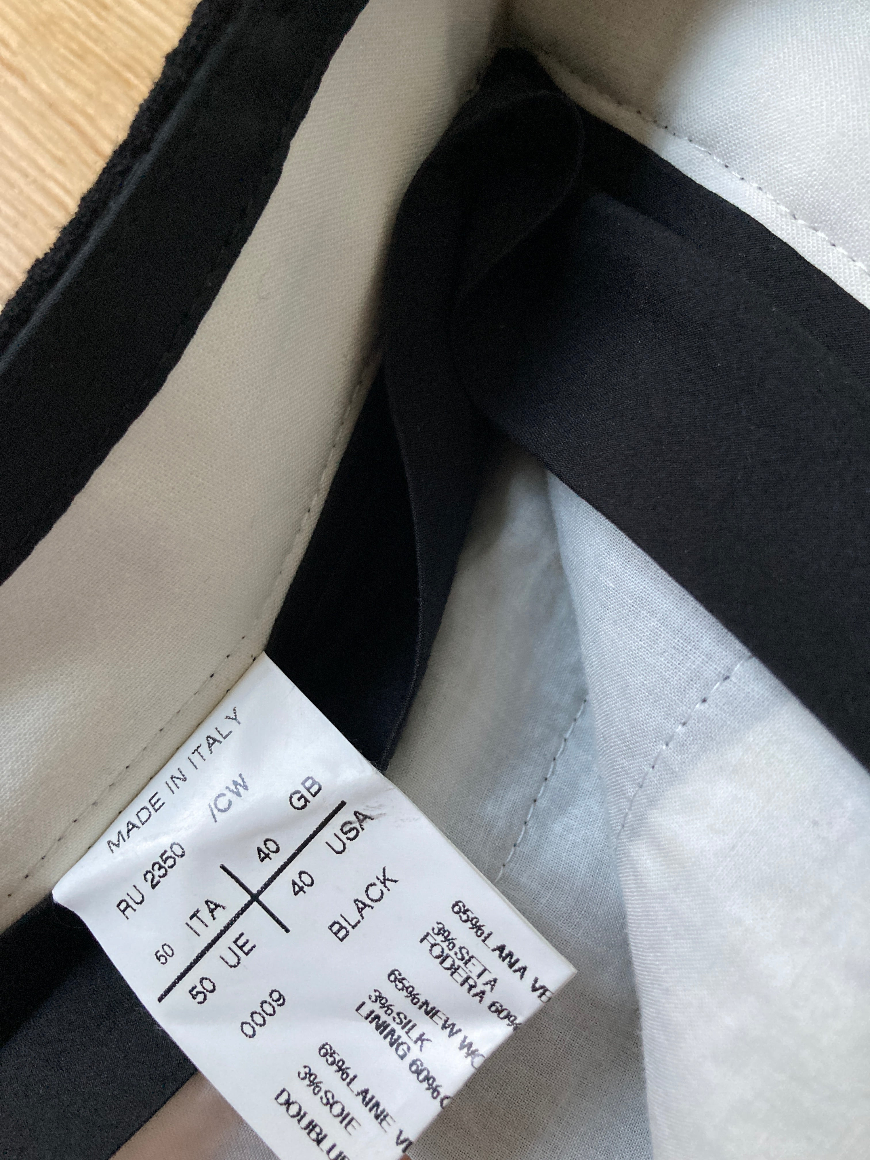 F/W 11 "LIMO" Textured Black Mohair & Wool Trousers Rick Owens in IT50/L