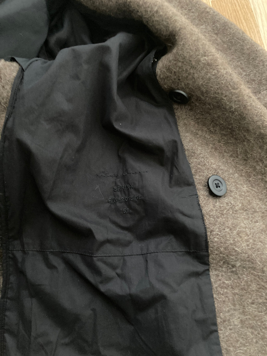 F/W 15 "SPHINX" Heavy Runway Wool Coat Rick Owens 52/L
