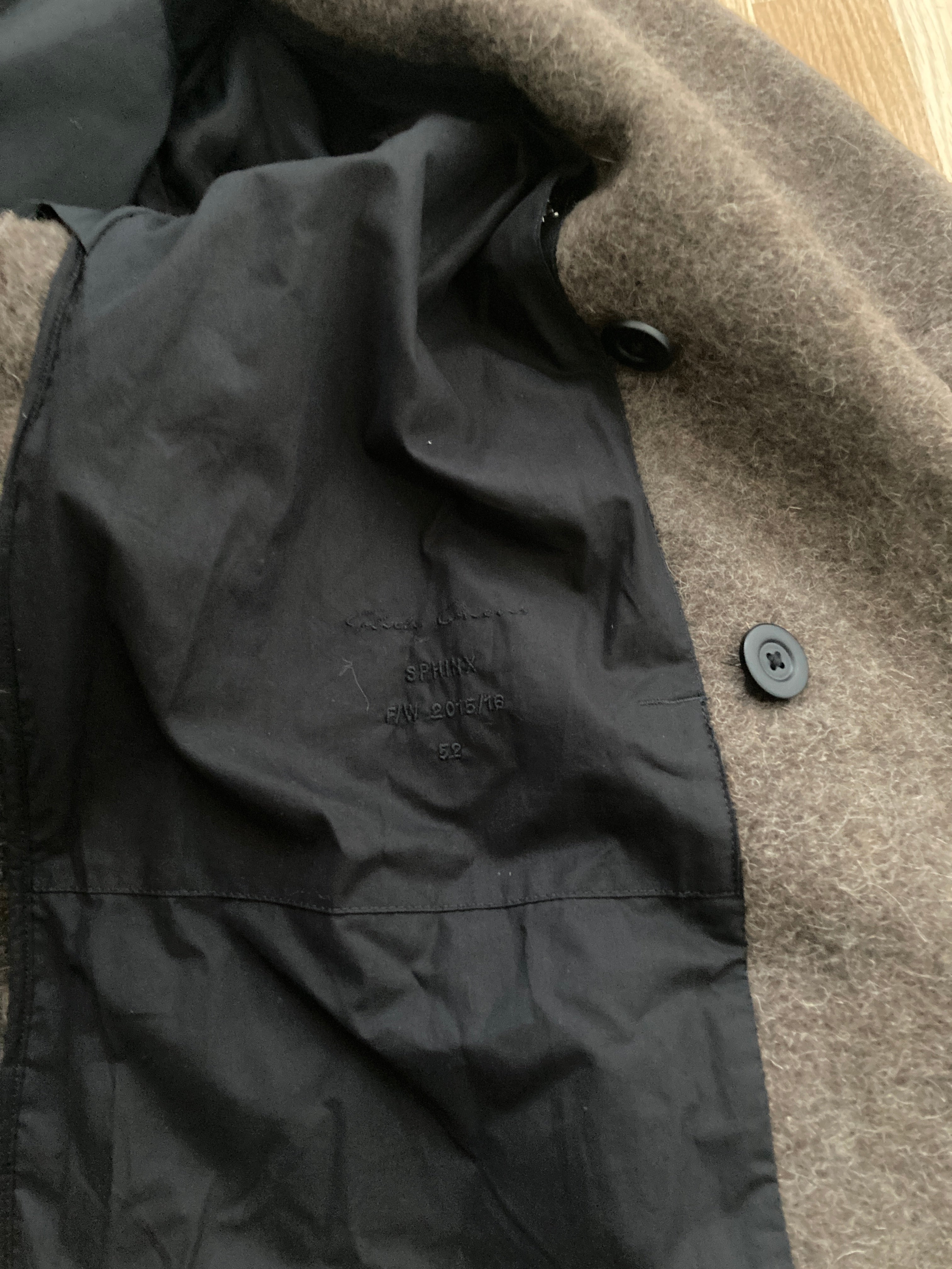 F/W 15 "SPHINX" Heavy Runway Wool Coat Rick Owens 52/L