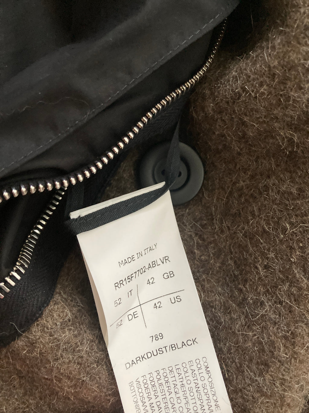 F/W 15 "SPHINX" Heavy Runway Wool Coat Rick Owens 52/L