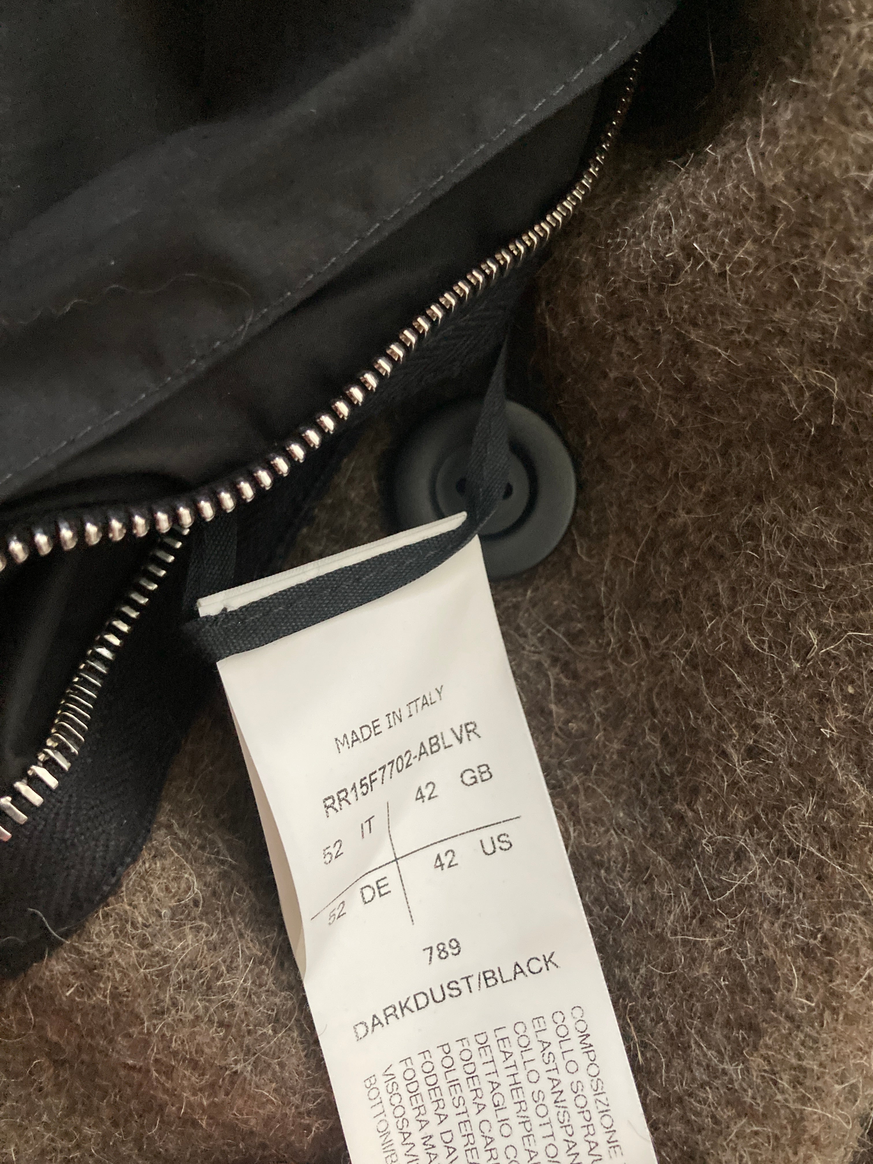 F/W 15 "SPHINX" Heavy Runway Wool Coat Rick Owens 52/L