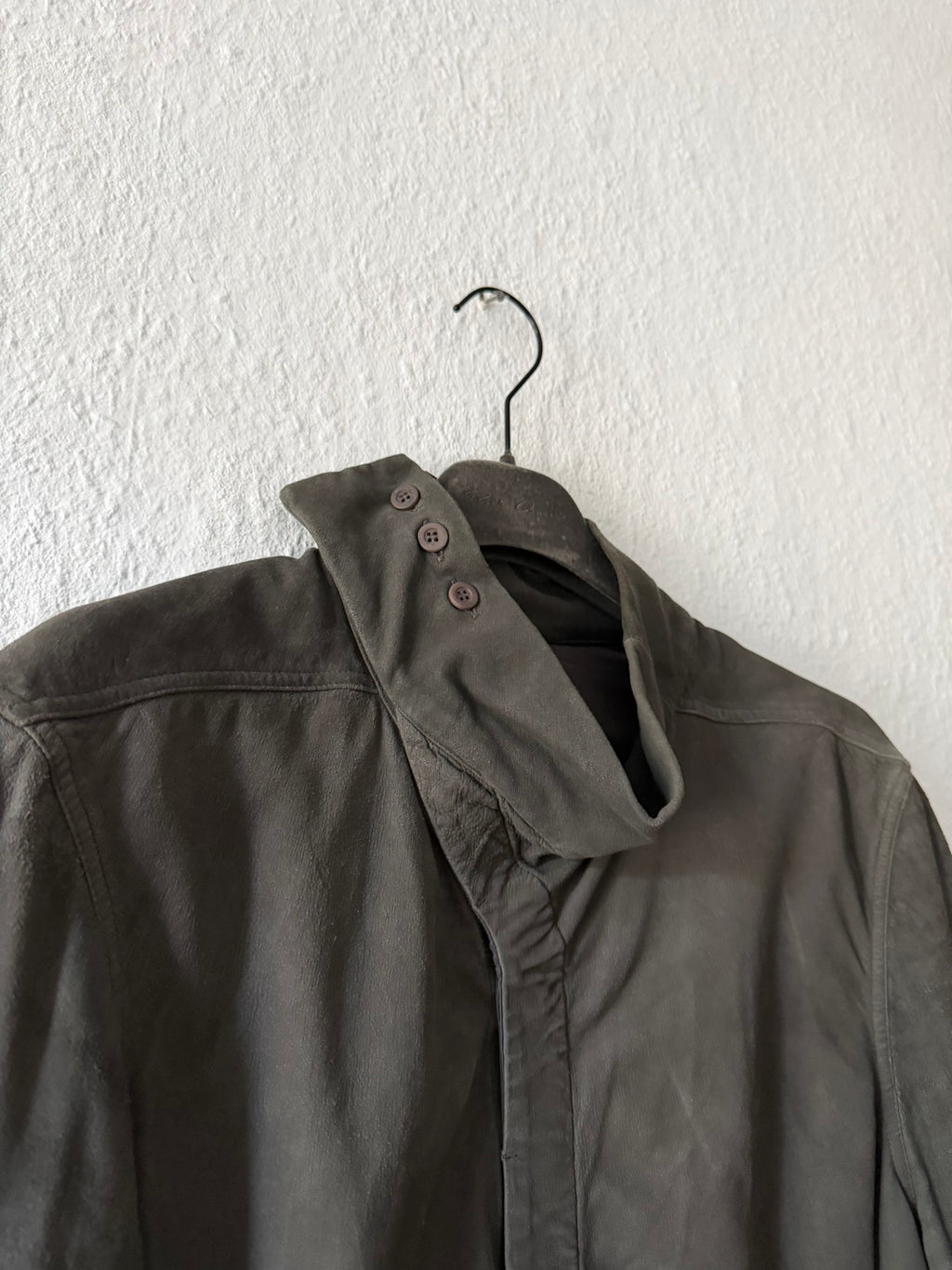 F/W 16 “MASTODON” Blistered Lamb Leather Trench Shirt L/54
