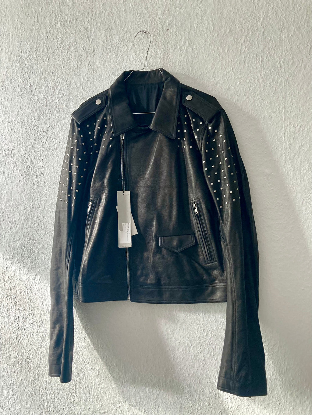 S/S 19 "BABEL" Studded Cropped Stooges LCW Calf Leather Jacket in Black