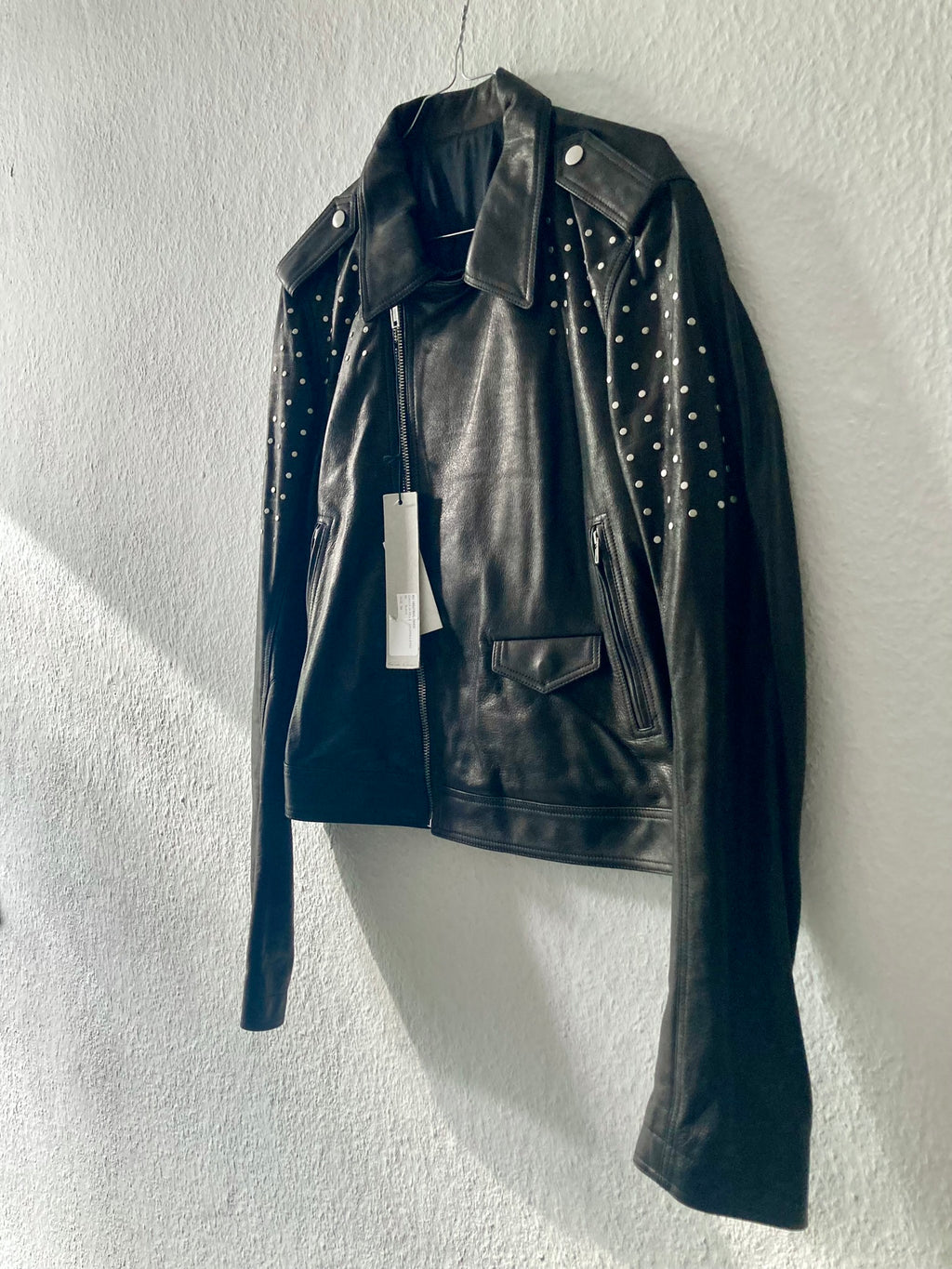 S/S 19 "BABEL" Studded Cropped Stooges LCW Calf Leather Jacket in Black