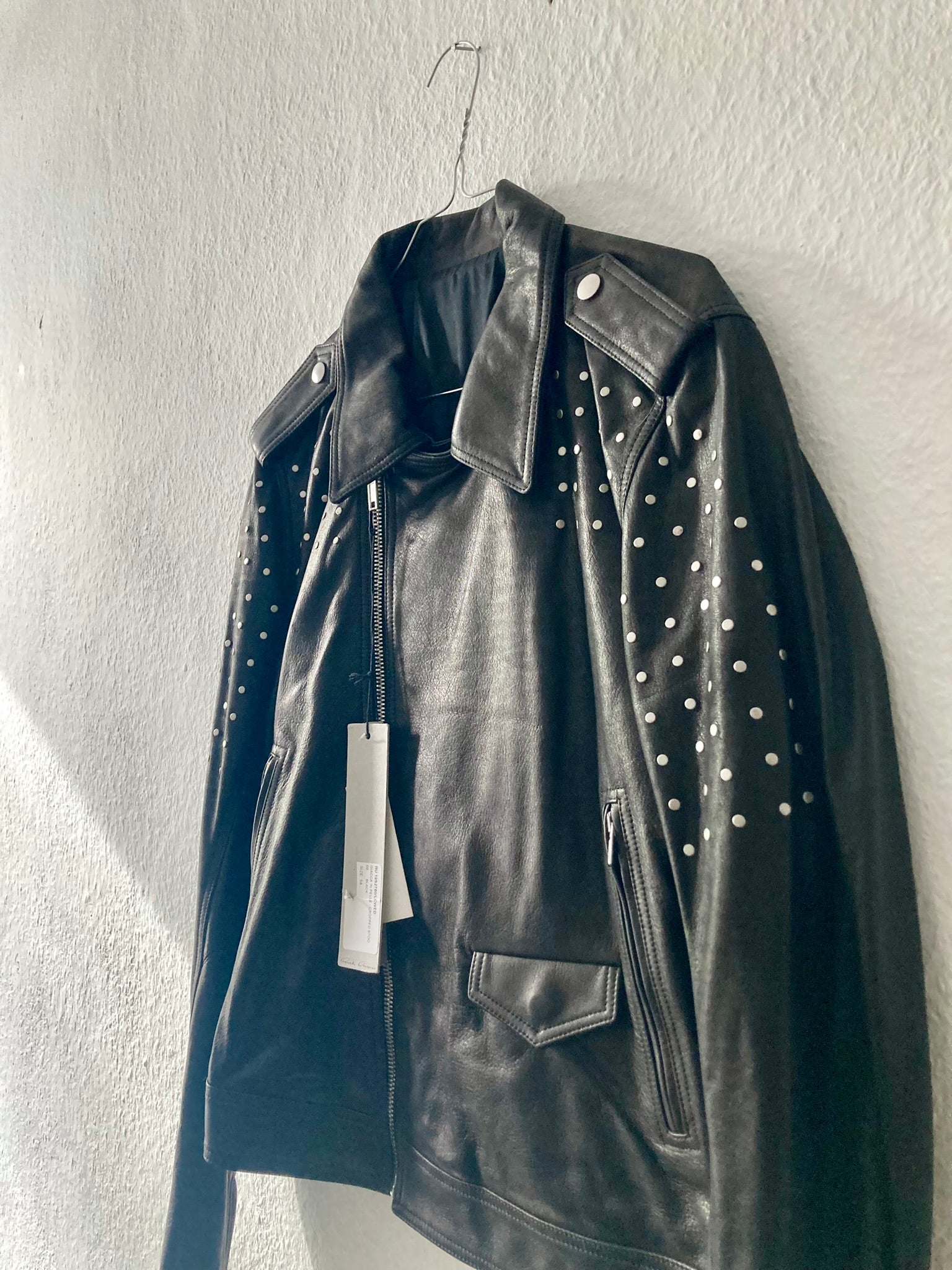 S/S 19 "BABEL" Studded Cropped Stooges LCW Calf Leather Jacket in Black