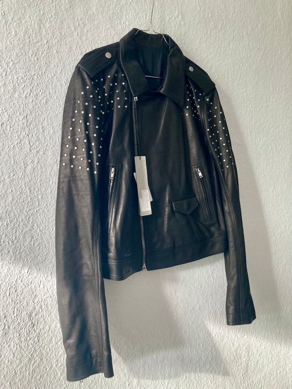 S/S 19 "BABEL" Studded Cropped Stooges LCW Calf Leather Jacket in Black