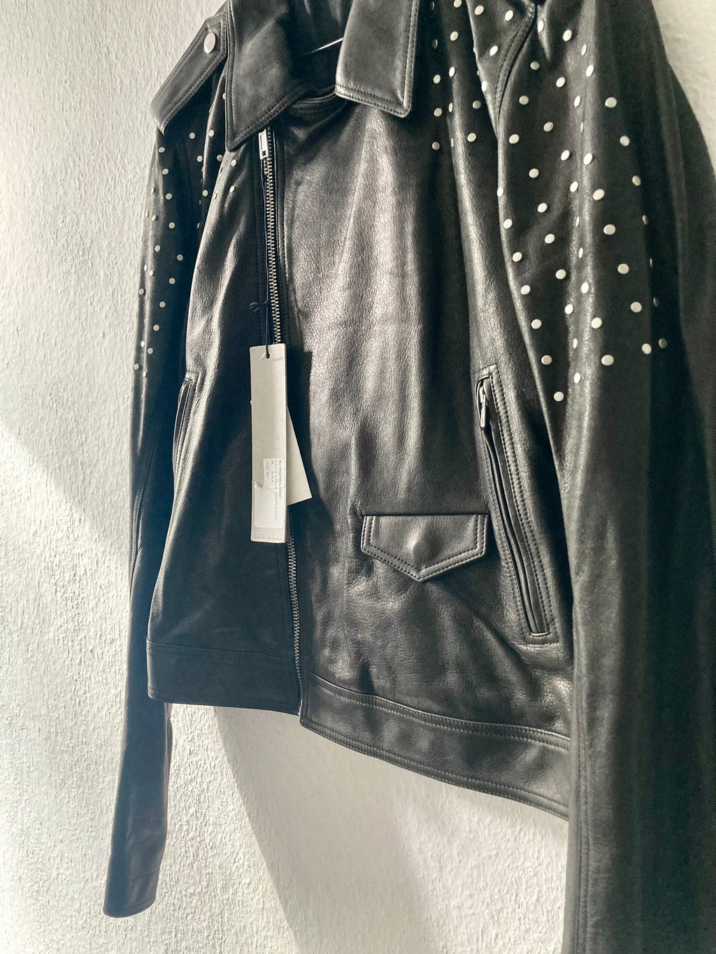 S/S 19 "BABEL" Studded Cropped Stooges LCW Calf Leather Jacket in Black