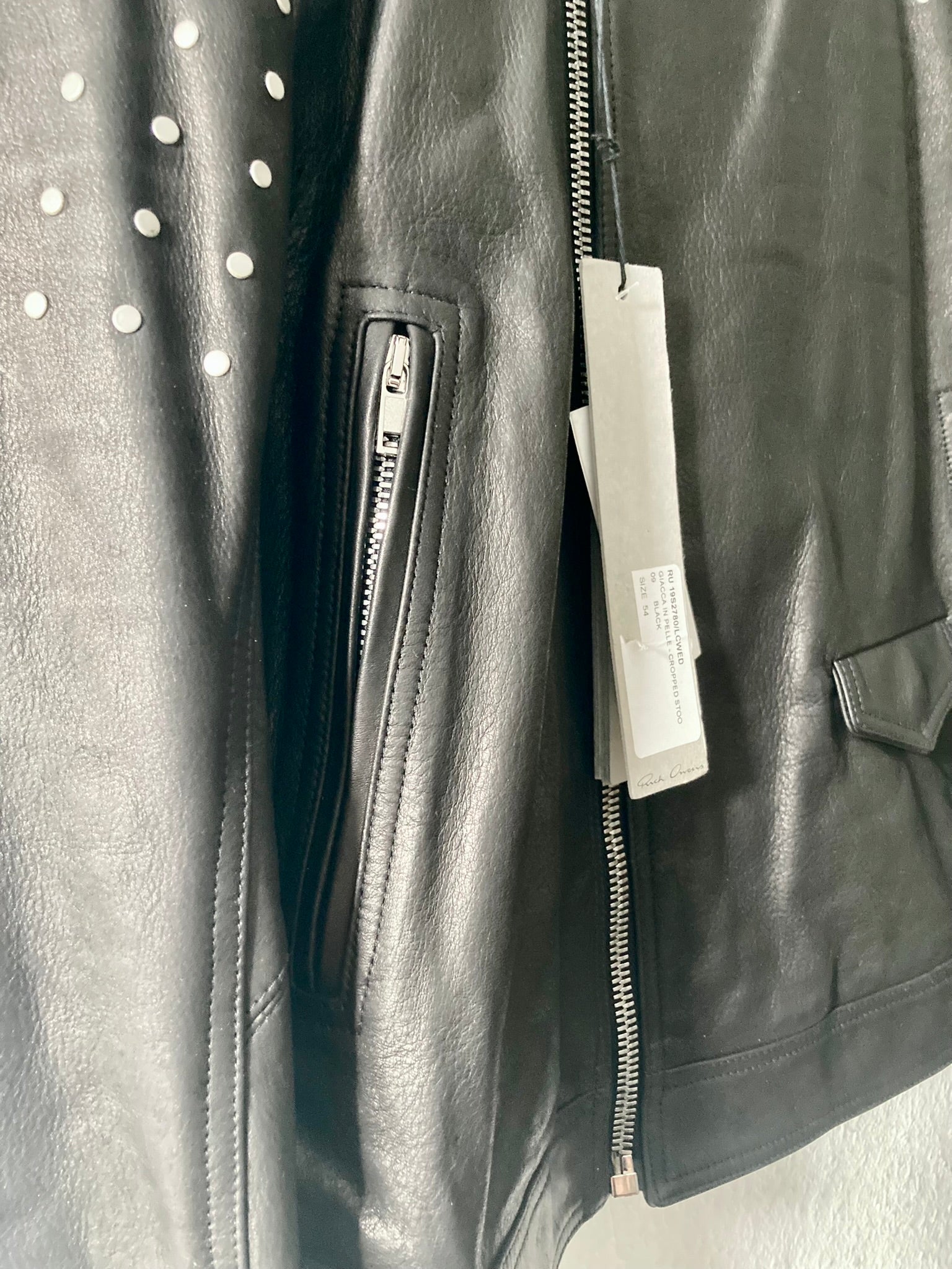 S/S 19 "BABEL" Studded Cropped Stooges LCW Calf Leather Jacket in Black