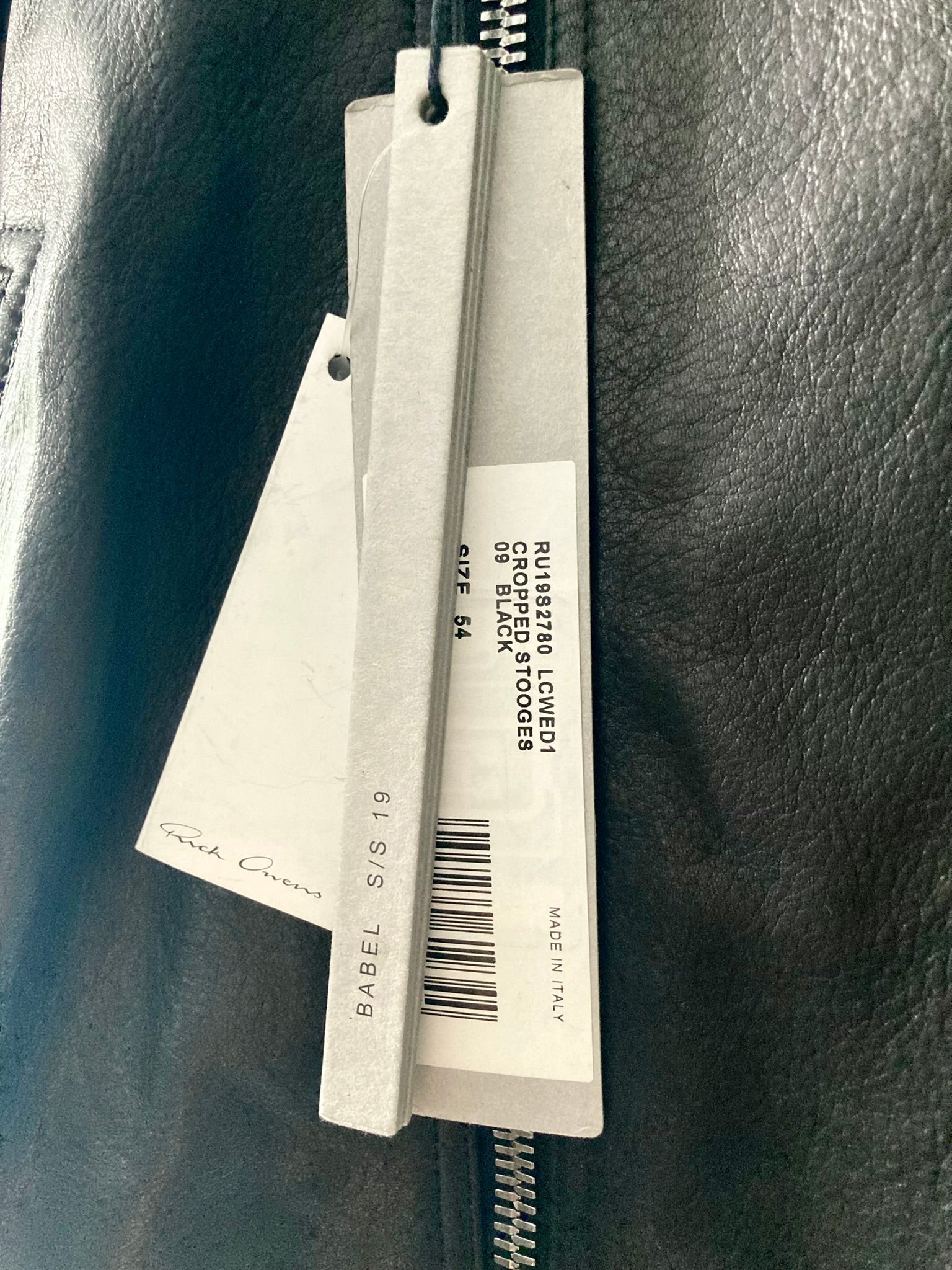 S/S 19 "BABEL" Studded Cropped Stooges LCW Calf Leather Jacket in Black