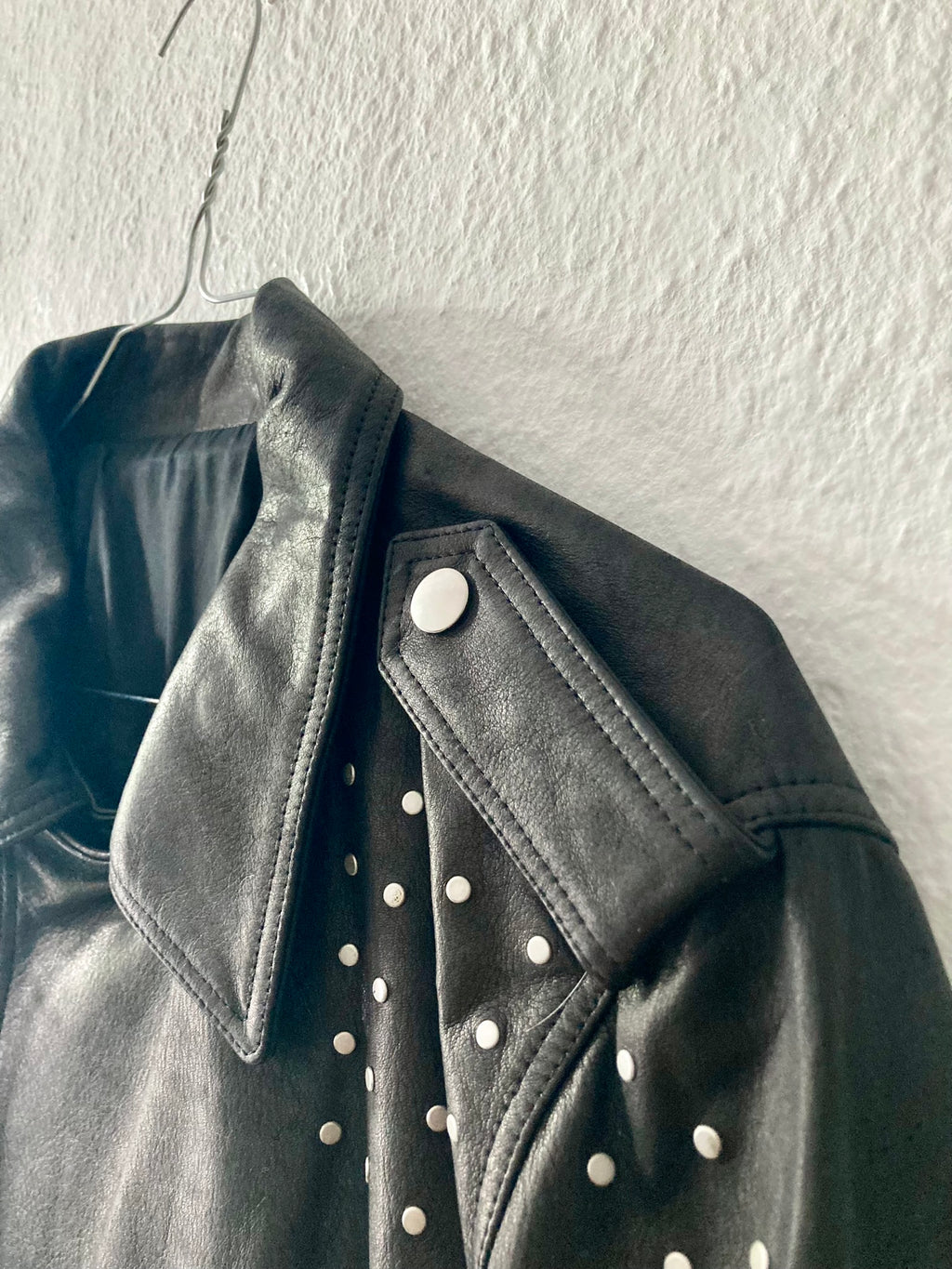 S/S 19 "BABEL" Studded Cropped Stooges LCW Calf Leather Jacket in Black