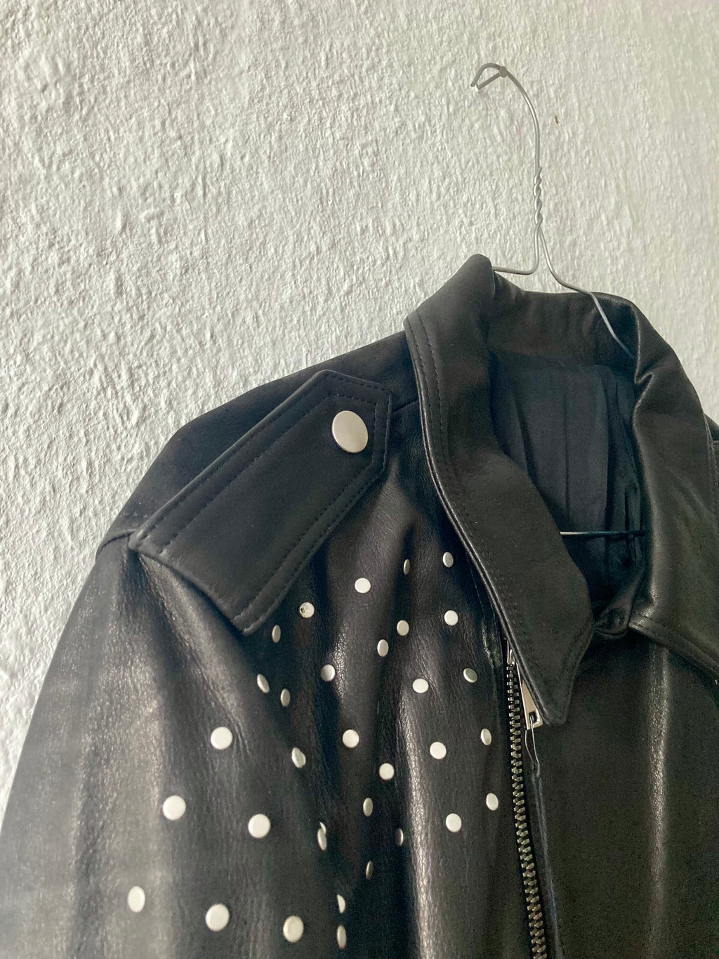 S/S 19 "BABEL" Studded Cropped Stooges LCW Calf Leather Jacket in Black