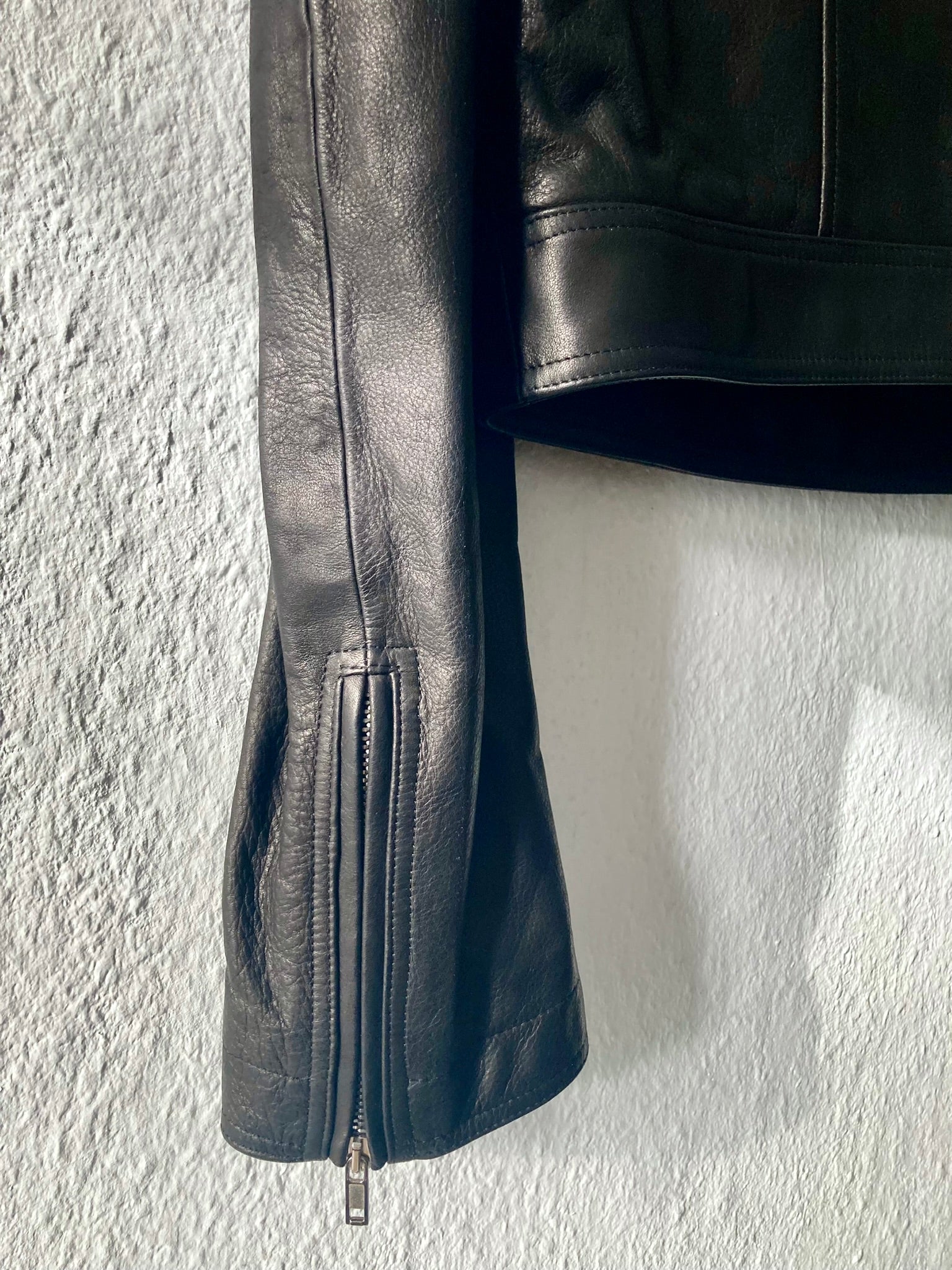 S/S 19 "BABEL" Studded Cropped Stooges LCW Calf Leather Jacket in Black