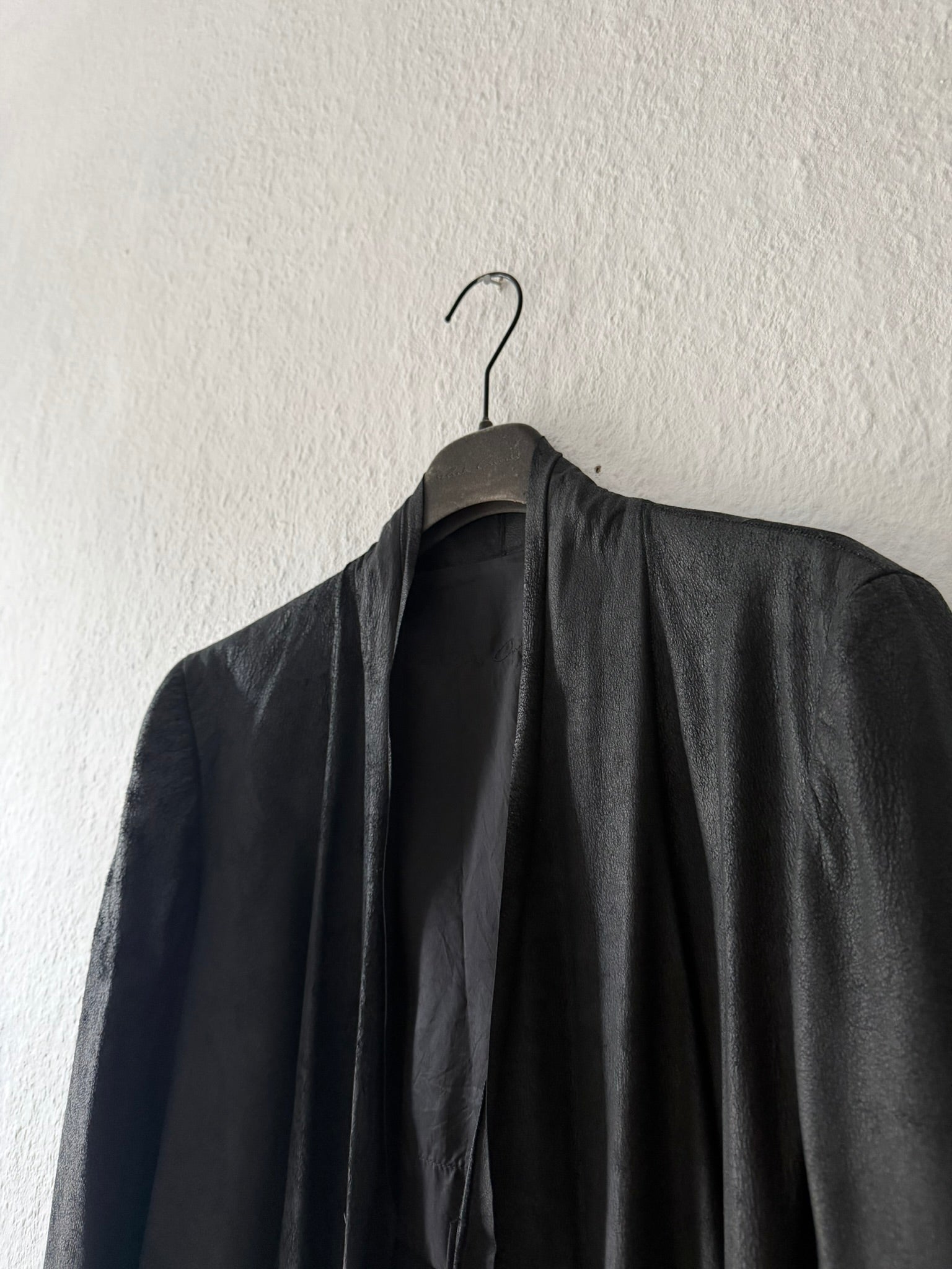S/S 13 "ISLAND" Black Blistered Lamb Leather Coat Rick Owens L/XL