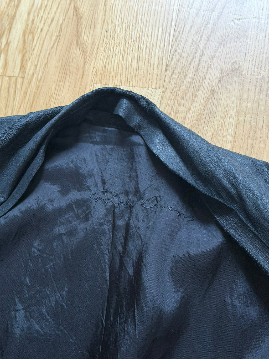 S/S 13 "ISLAND" Black Blistered Lamb Leather Coat Rick Owens L/XL
