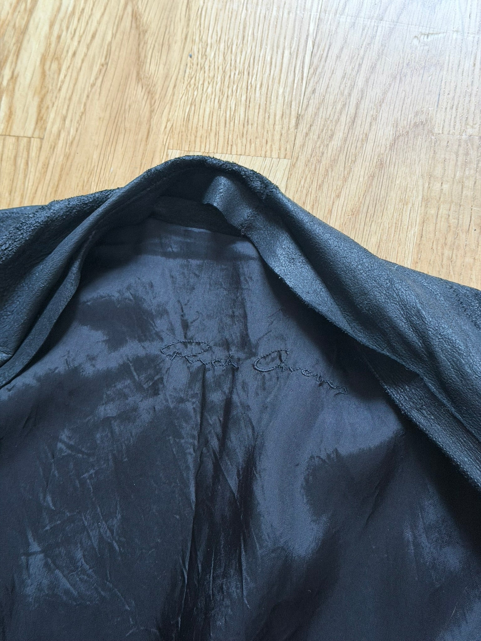 S/S 13 "ISLAND" Black Blistered Lamb Leather Coat Rick Owens L/XL