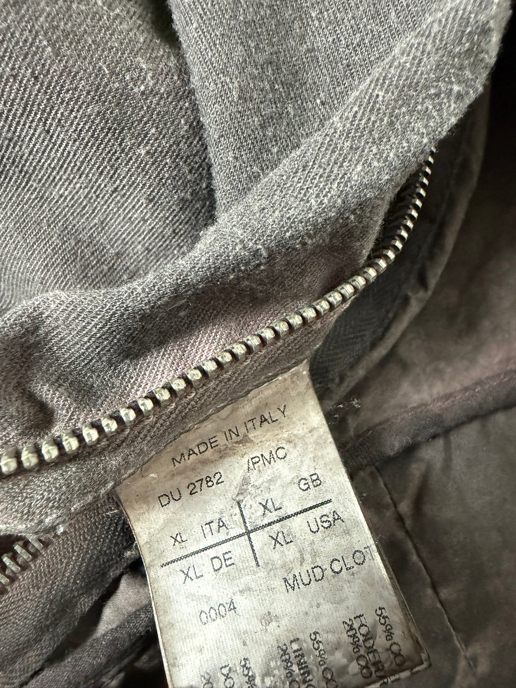 F/W 11 "LIMO" Waxed Mudcloth Slave Jacket w. Lamb Leather Sleeves Rick Owens