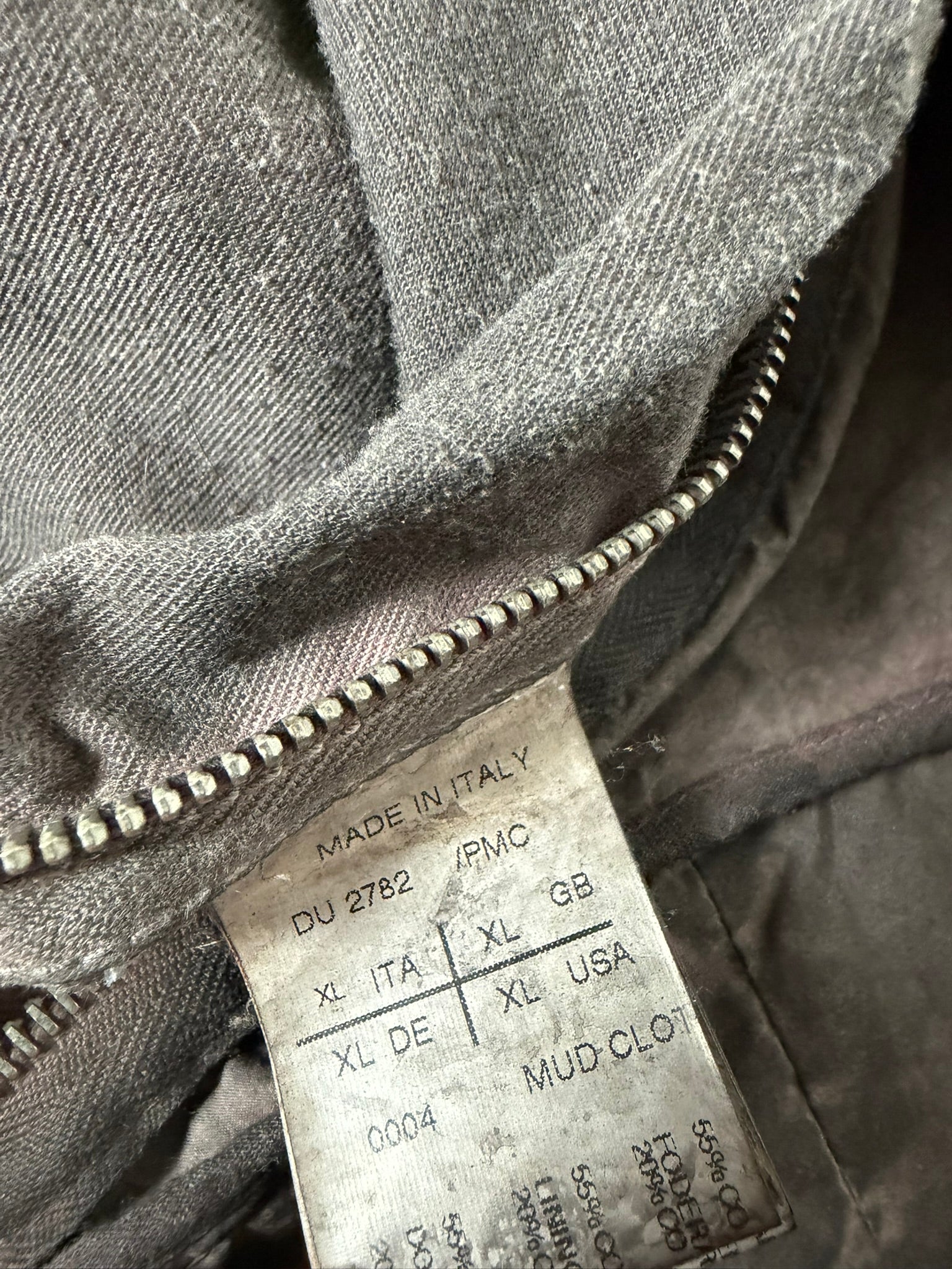 F/W 11 "LIMO" Waxed Mudcloth Slave Jacket w. Lamb Leather Sleeves Rick Owens