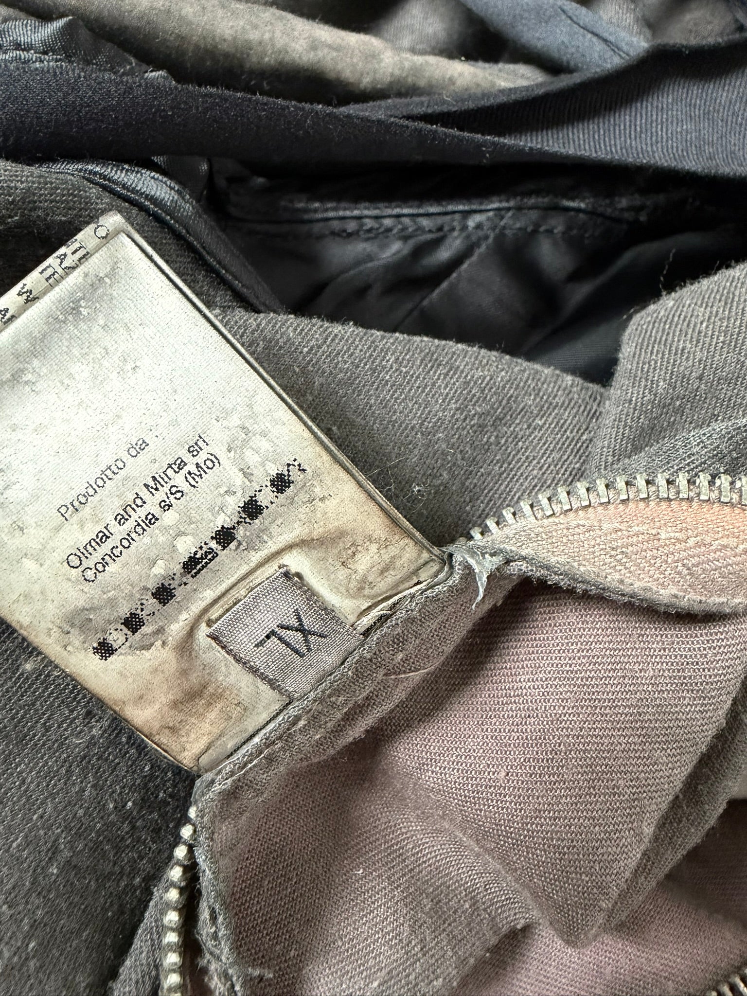 F/W 11 "LIMO" Waxed Mudcloth Slave Jacket w. Lamb Leather Sleeves Rick Owens