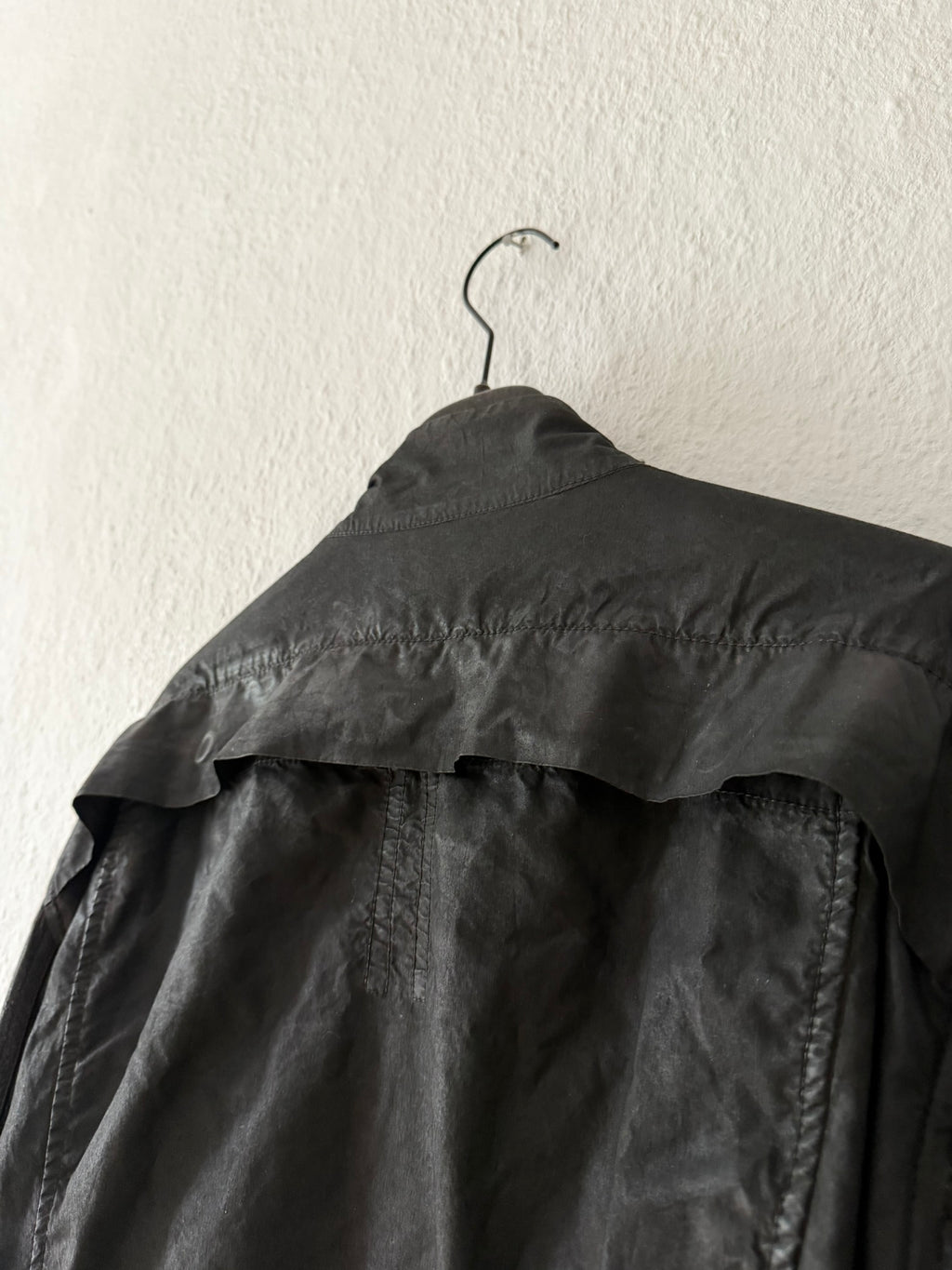 F/W 11 "LIMO" Waxed Mudcloth Slave Jacket w. Lamb Leather Sleeves Rick Owens