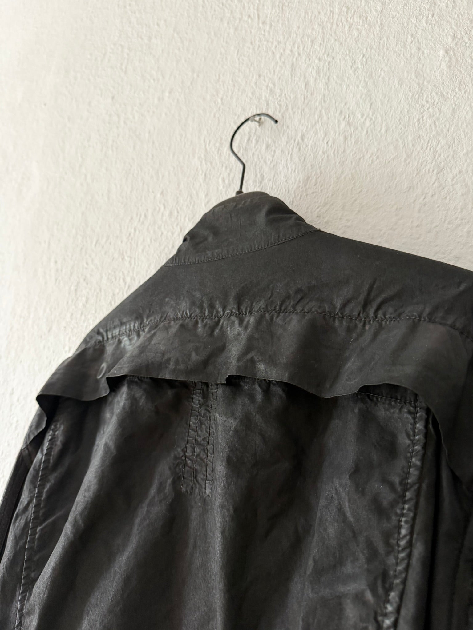 F/W 11 "LIMO" Waxed Mudcloth Slave Jacket w. Lamb Leather Sleeves Rick Owens