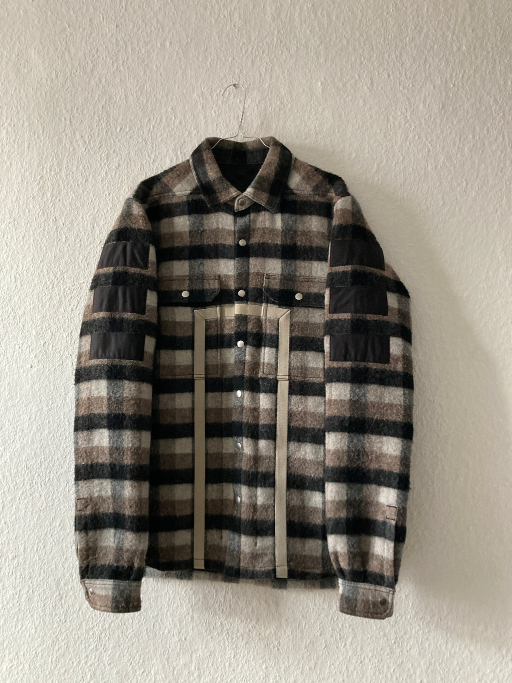F/W 19 "LARRY" Oversized Plaid Wool Flannel Shirt Jacket Rick Owens IT50/M
