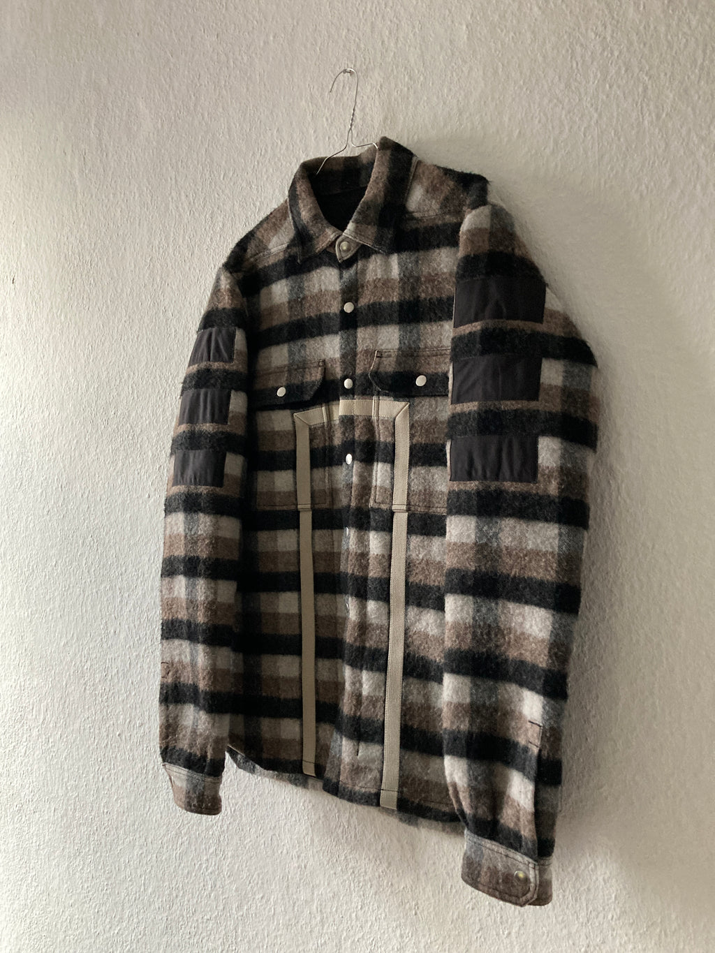 F/W 19 "LARRY" Oversized Plaid Wool Flannel Shirt Jacket Rick Owens IT50/M