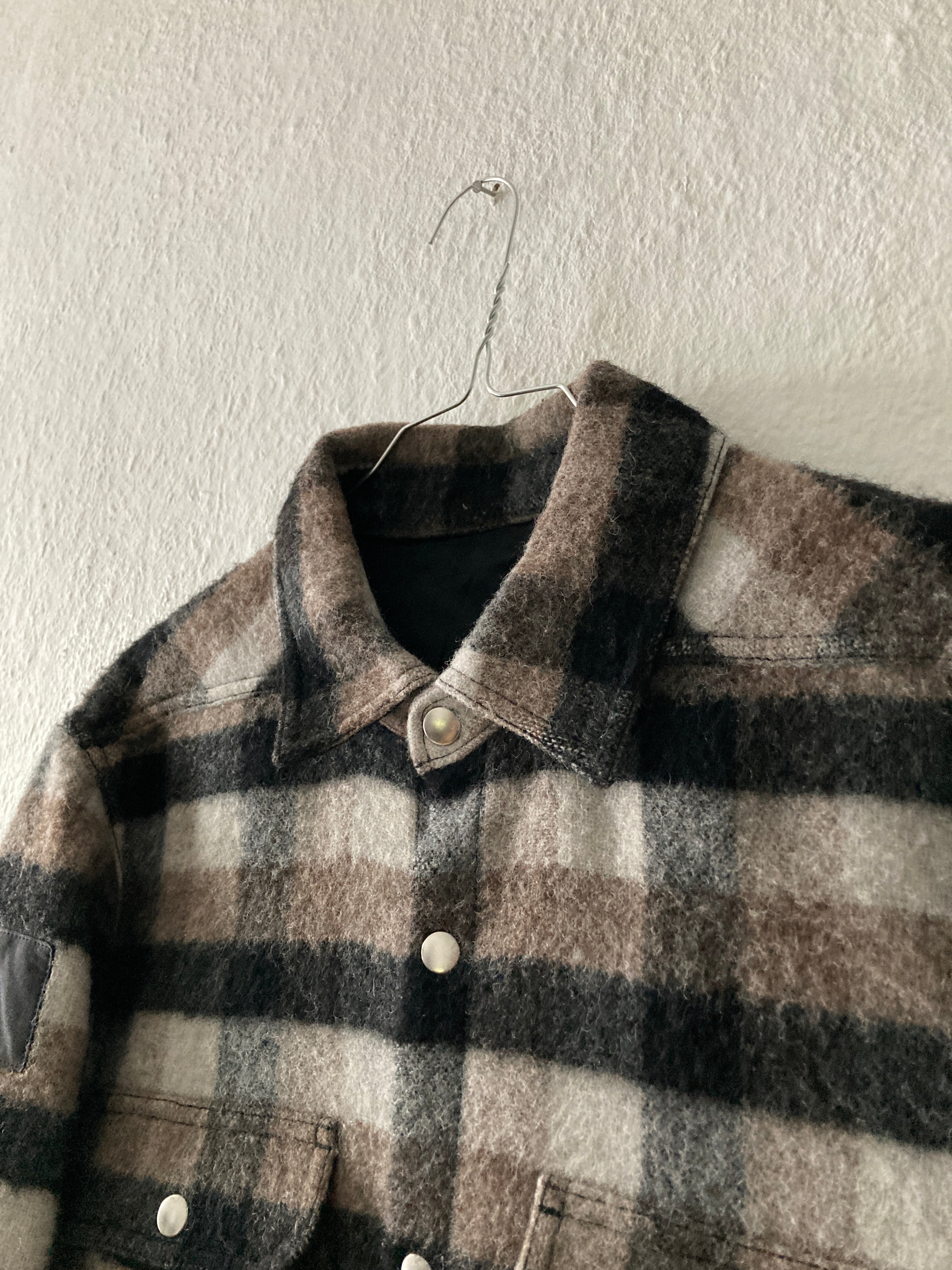 F/W 19 "LARRY" Oversized Plaid Wool Flannel Shirt Jacket Rick Owens IT50/M