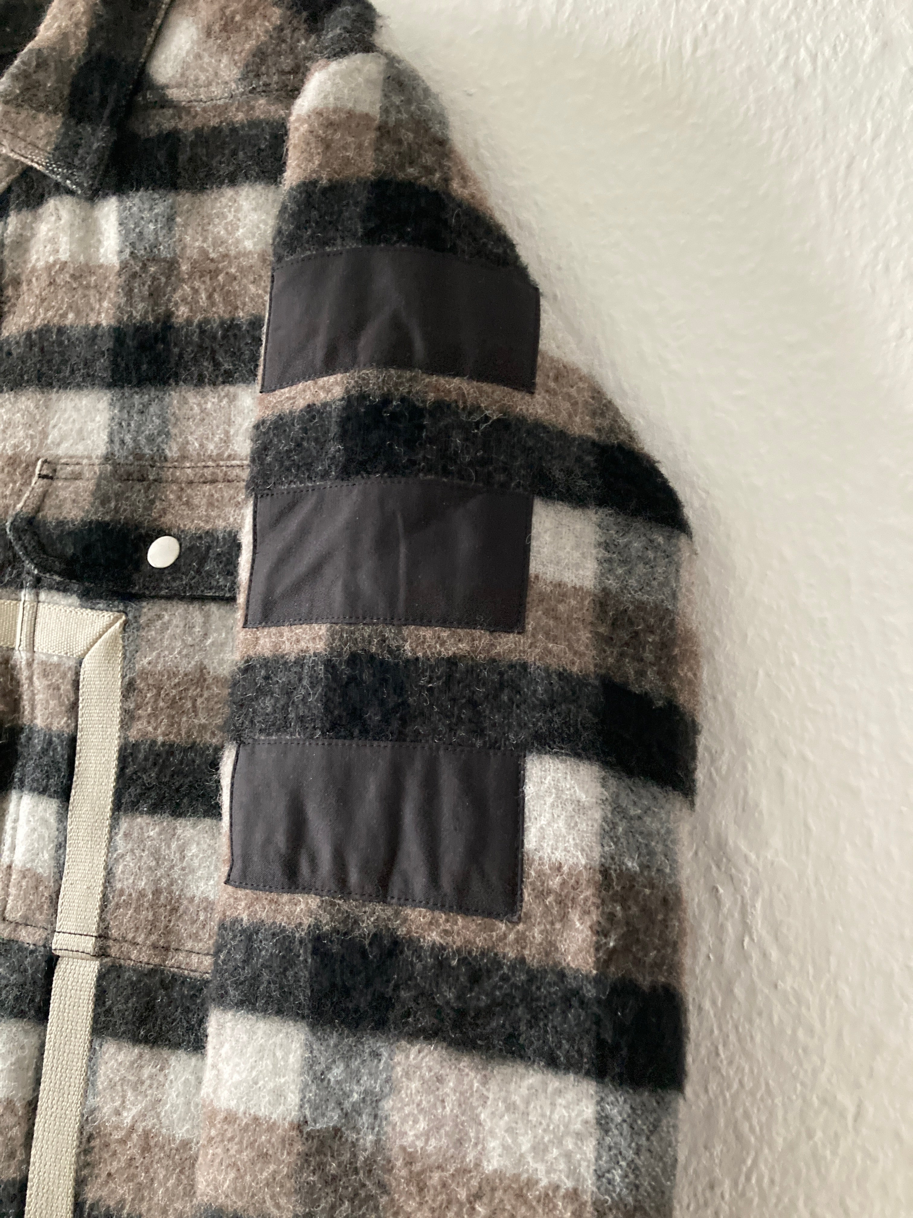 F/W 19 "LARRY" Oversized Plaid Wool Flannel Shirt Jacket Rick Owens IT50/M