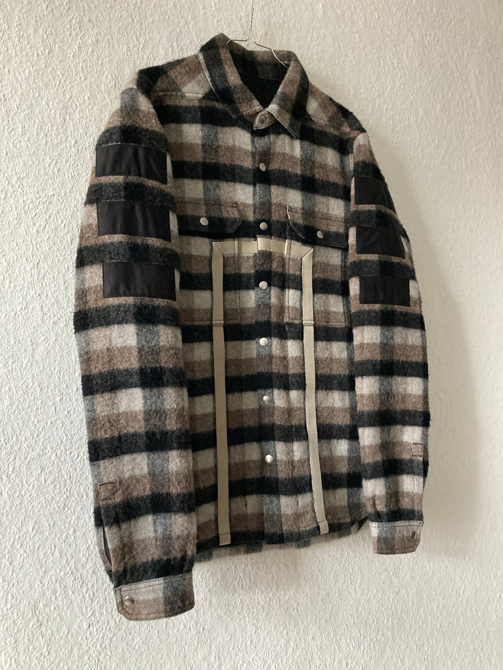 F/W 19 "LARRY" Oversized Plaid Wool Flannel Shirt Jacket Rick Owens IT50/M