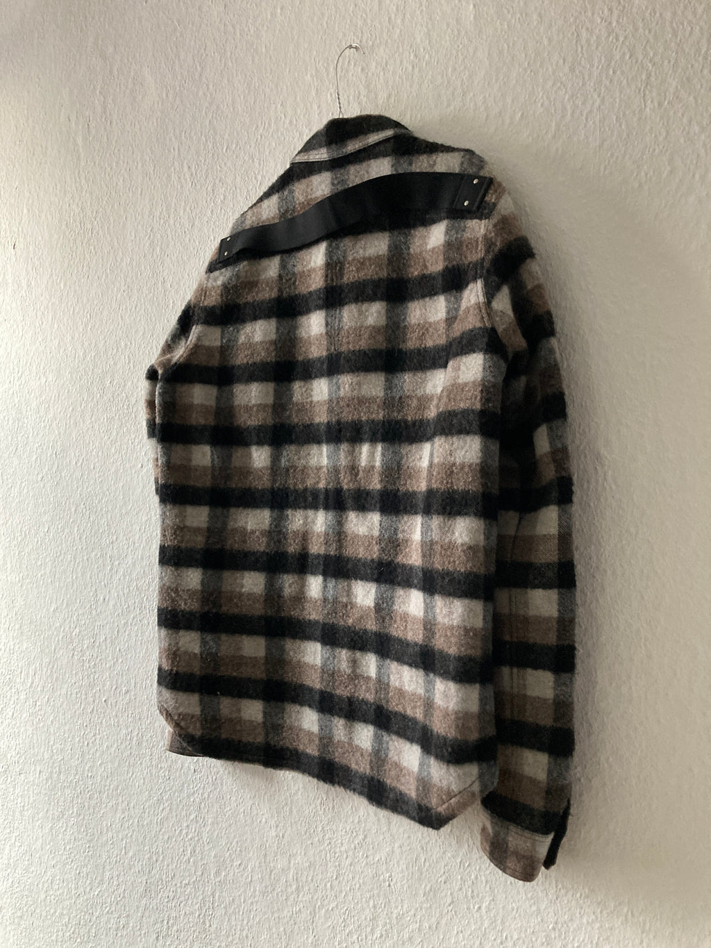 F/W 19 "LARRY" Oversized Plaid Wool Flannel Shirt Jacket Rick Owens IT50/M