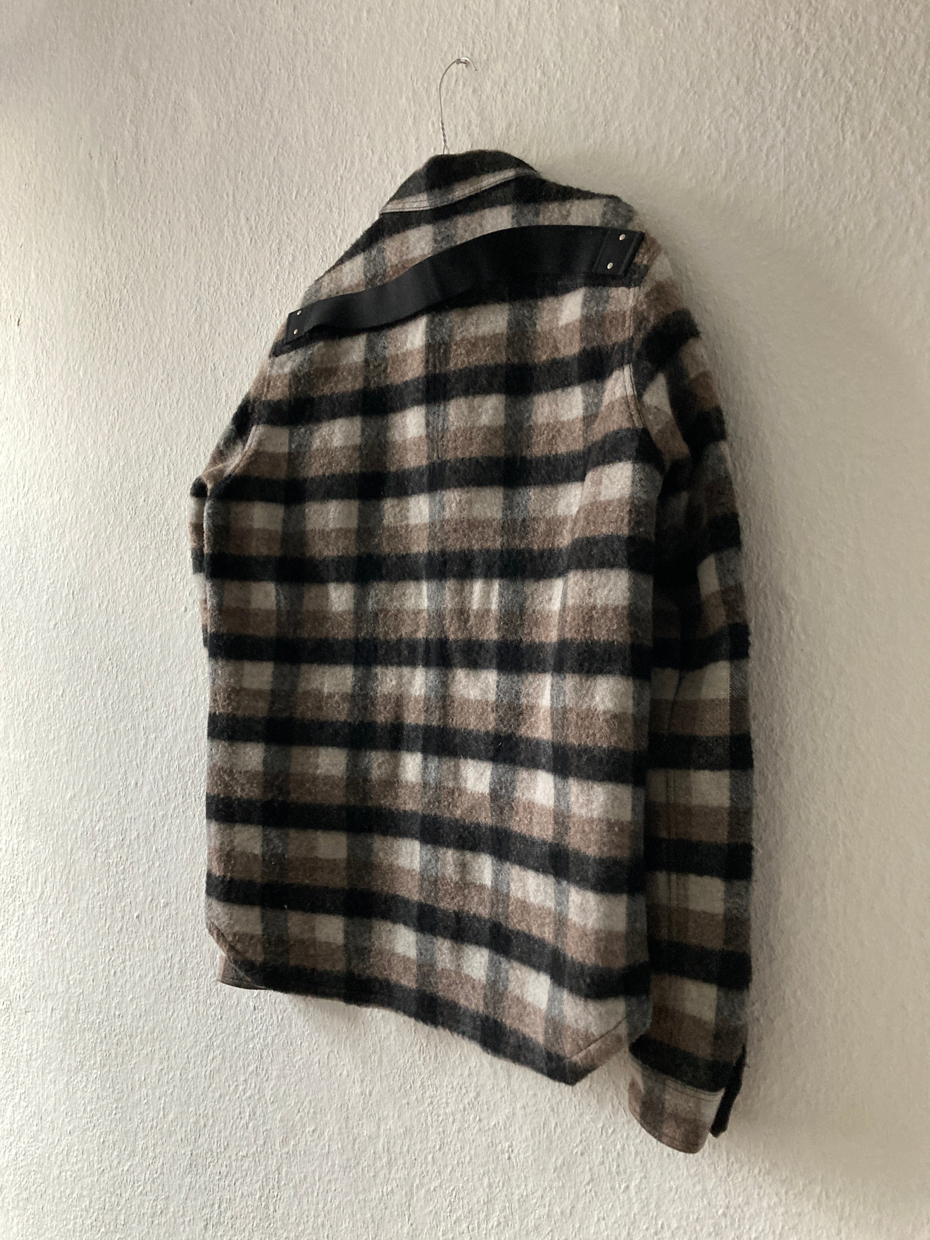 F/W 19 "LARRY" Oversized Plaid Wool Flannel Shirt Jacket Rick Owens IT50/M